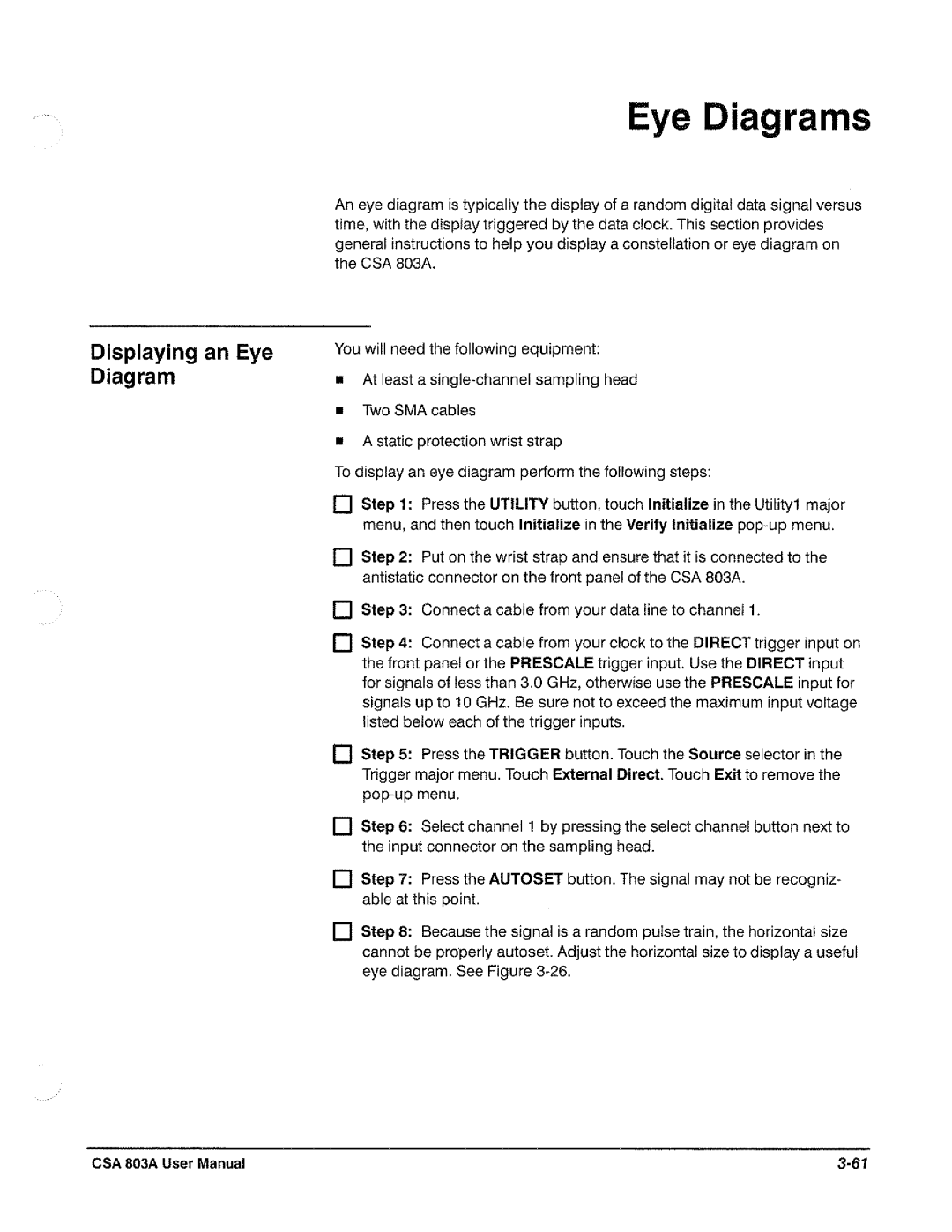 Tektronix CSA 803A manual 