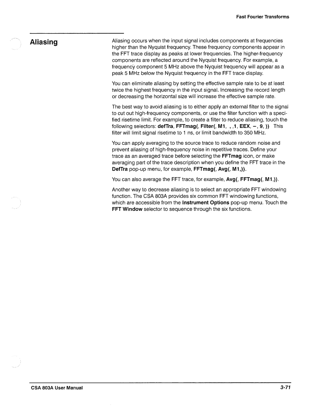 Tektronix CSA 803A manual 