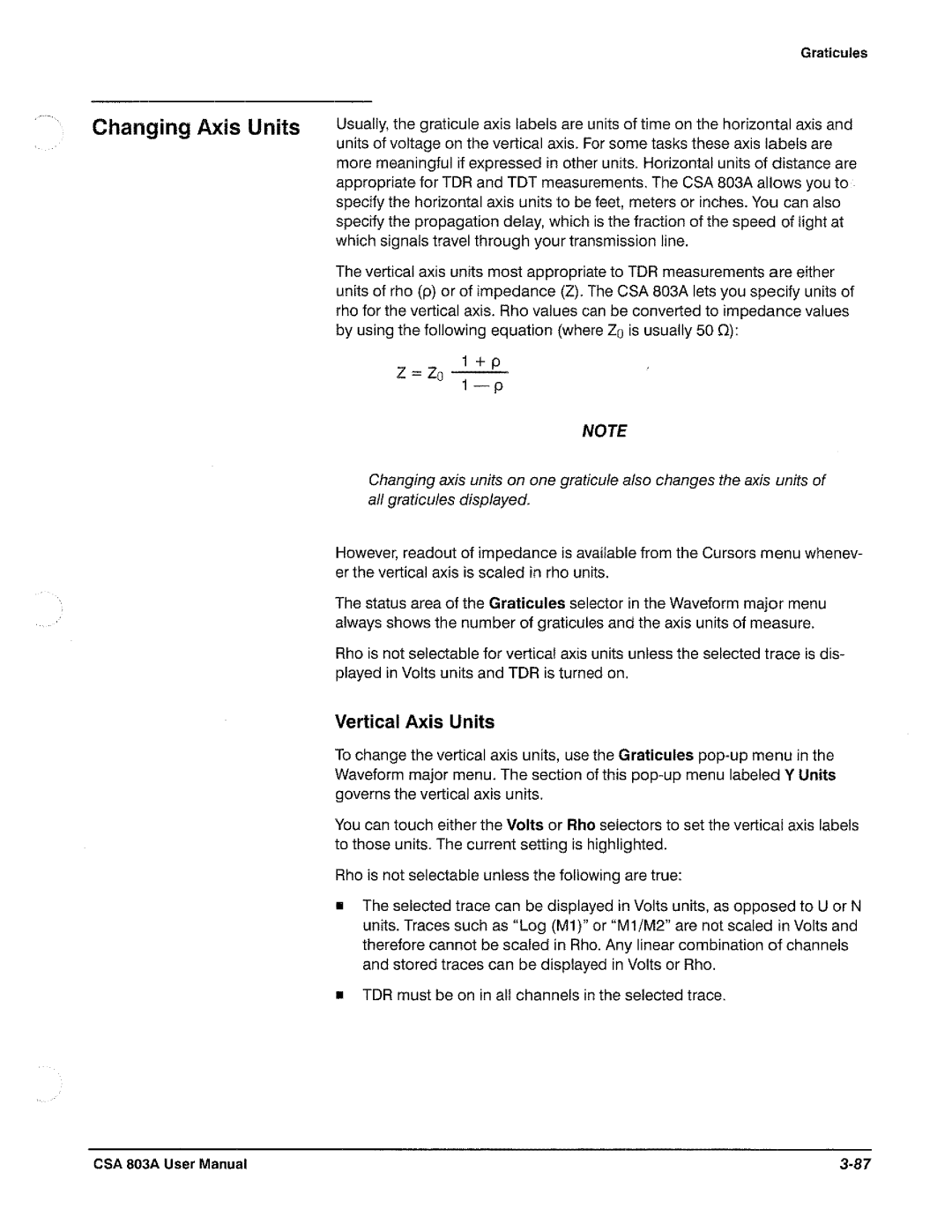 Tektronix CSA 803A manual 