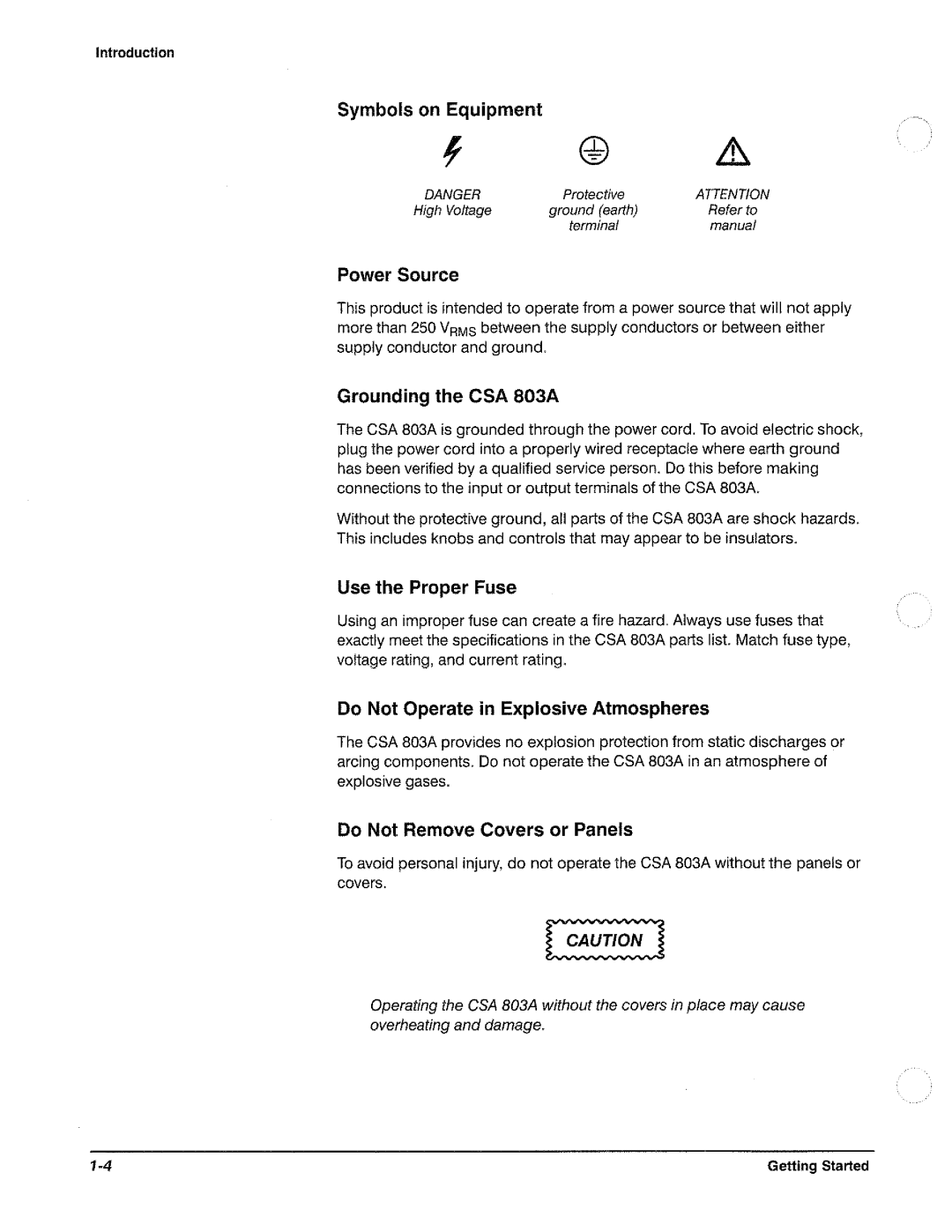 Tektronix CSA 803A manual 