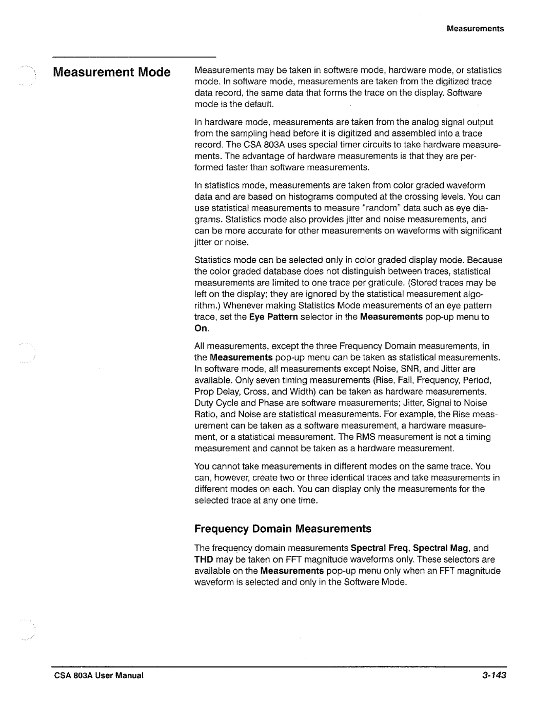 Tektronix CSA 803A manual 