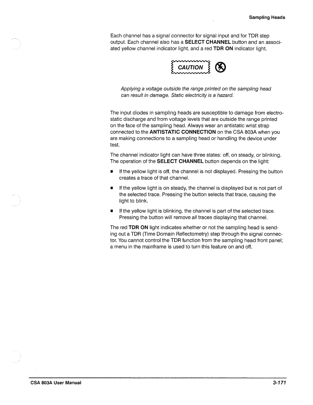 Tektronix CSA 803A manual 