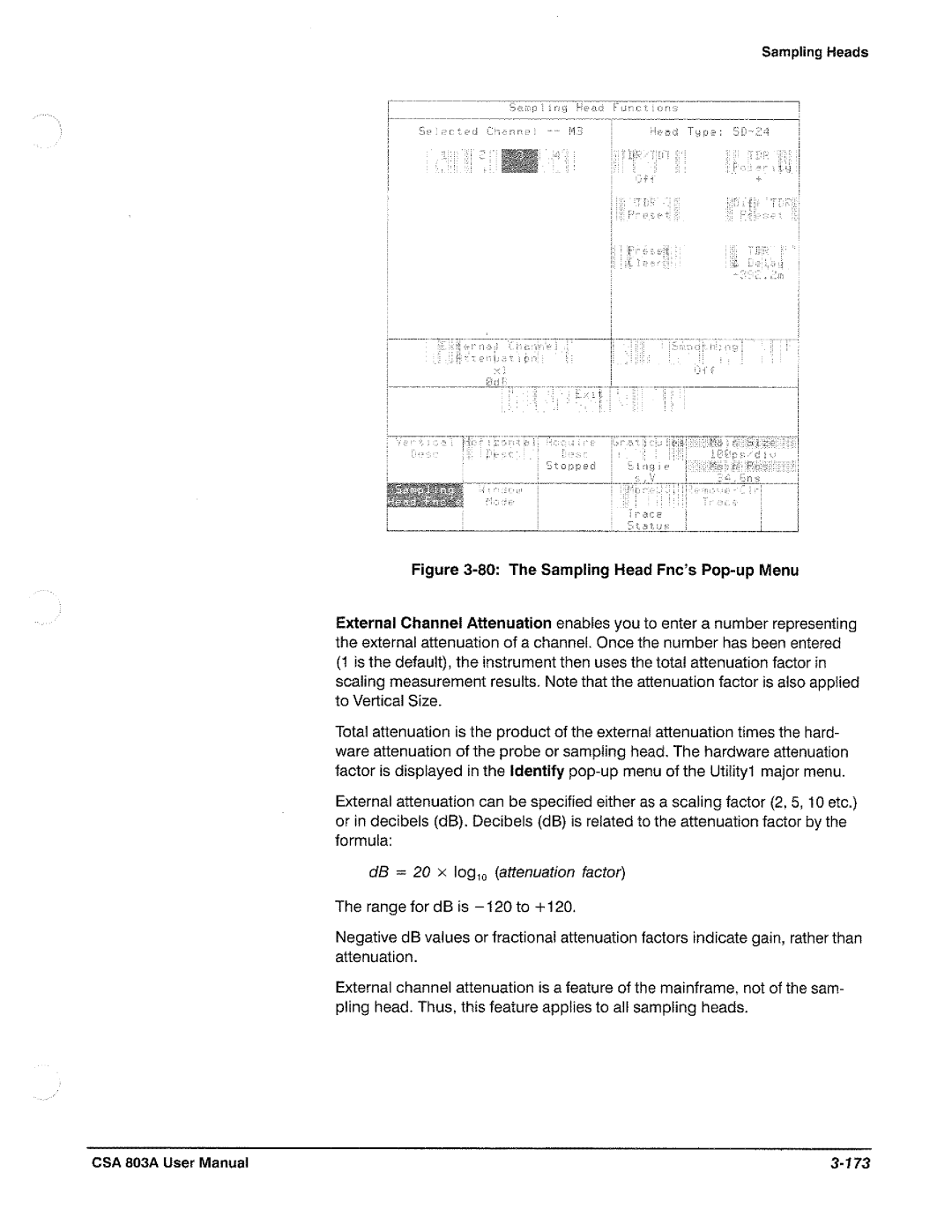 Tektronix CSA 803A manual 