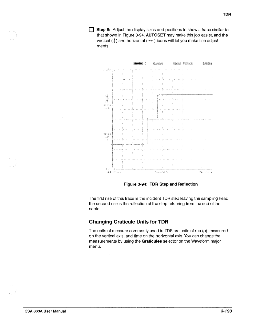 Tektronix CSA 803A manual 