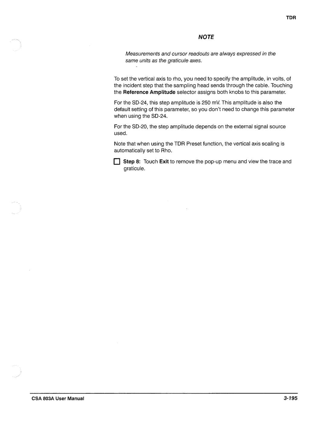 Tektronix CSA 803A manual 