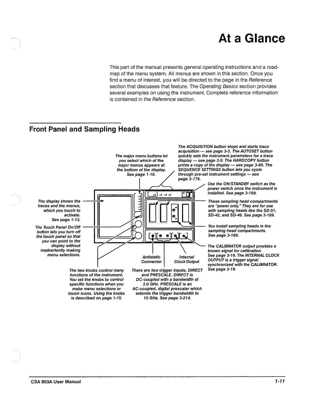 Tektronix CSA 803A manual 