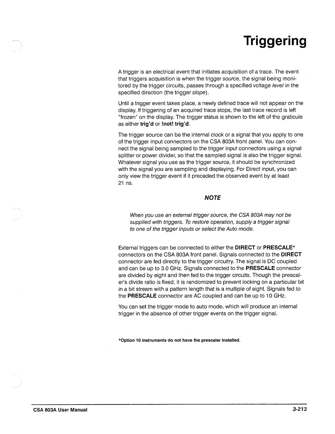 Tektronix CSA 803A manual 