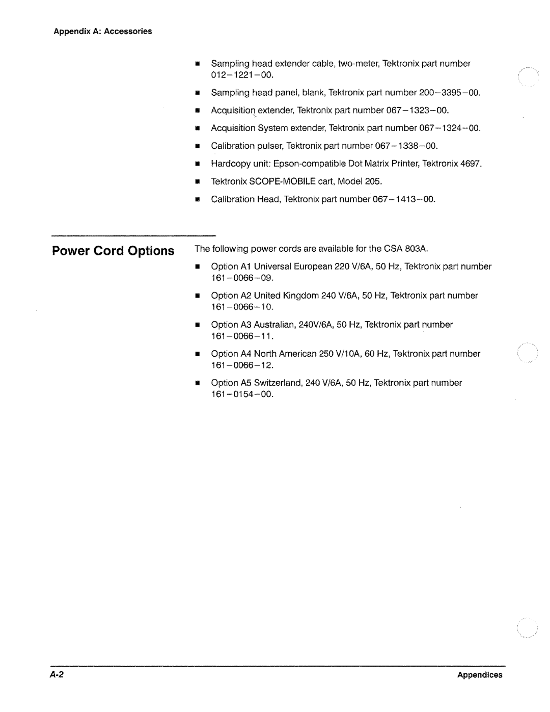 Tektronix CSA 803A manual 