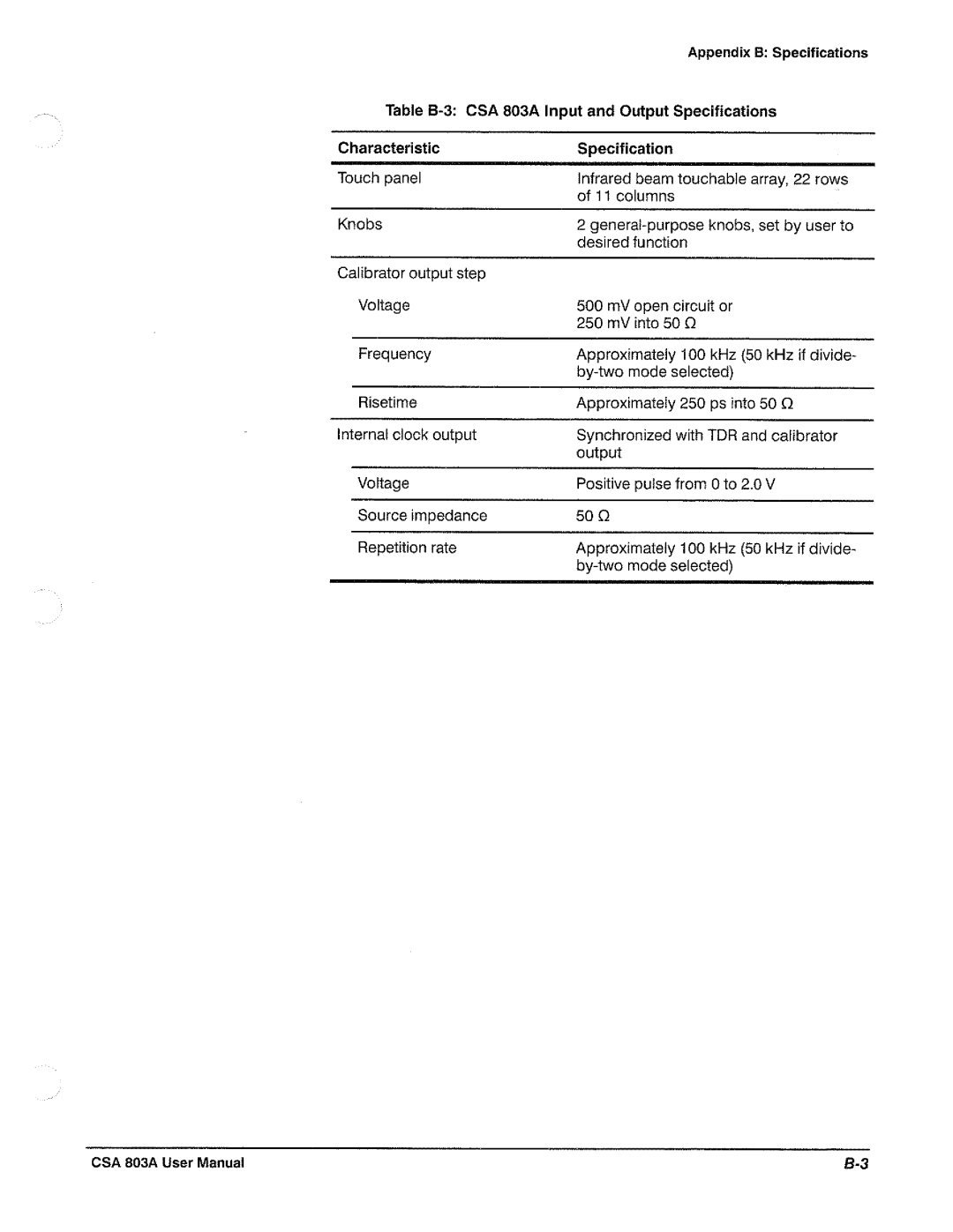 Tektronix CSA 803A manual 