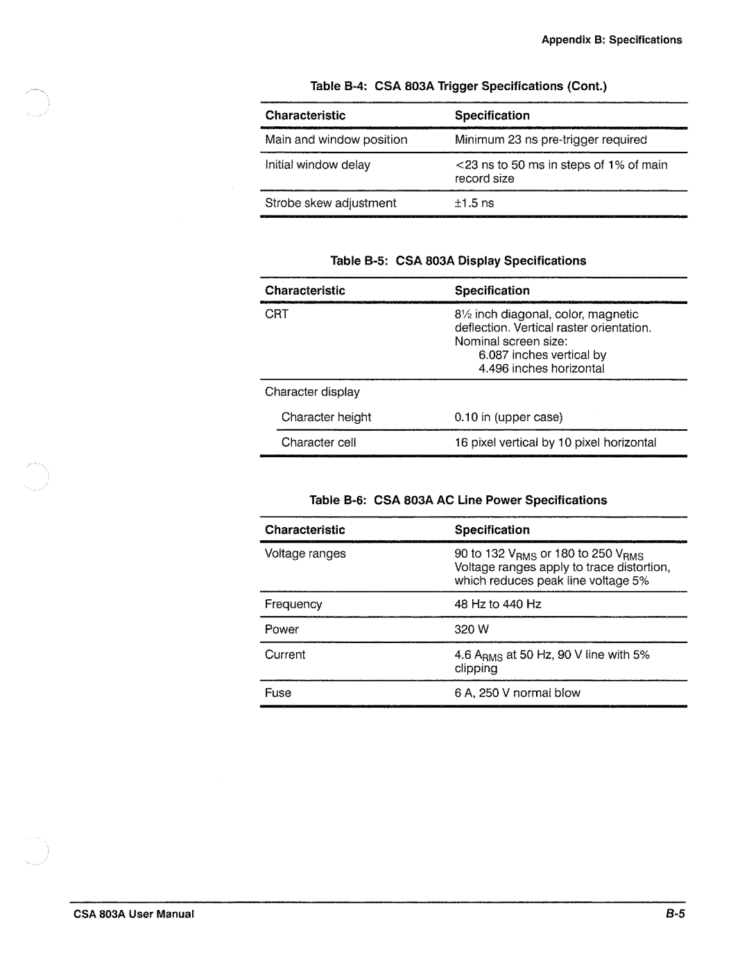 Tektronix CSA 803A manual 