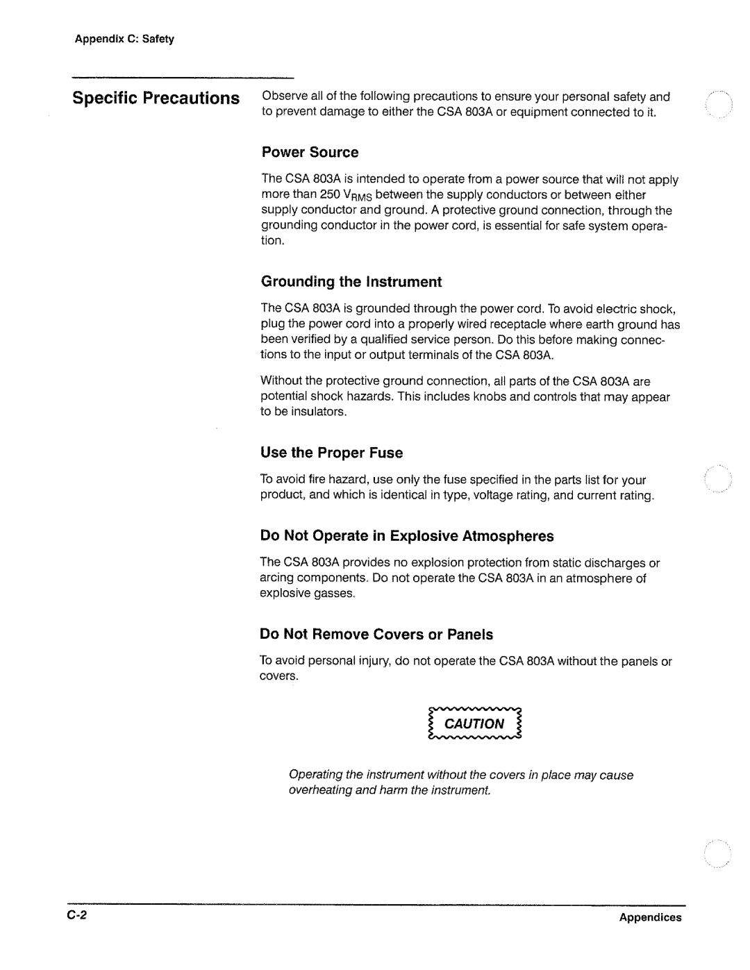 Tektronix CSA 803A manual 