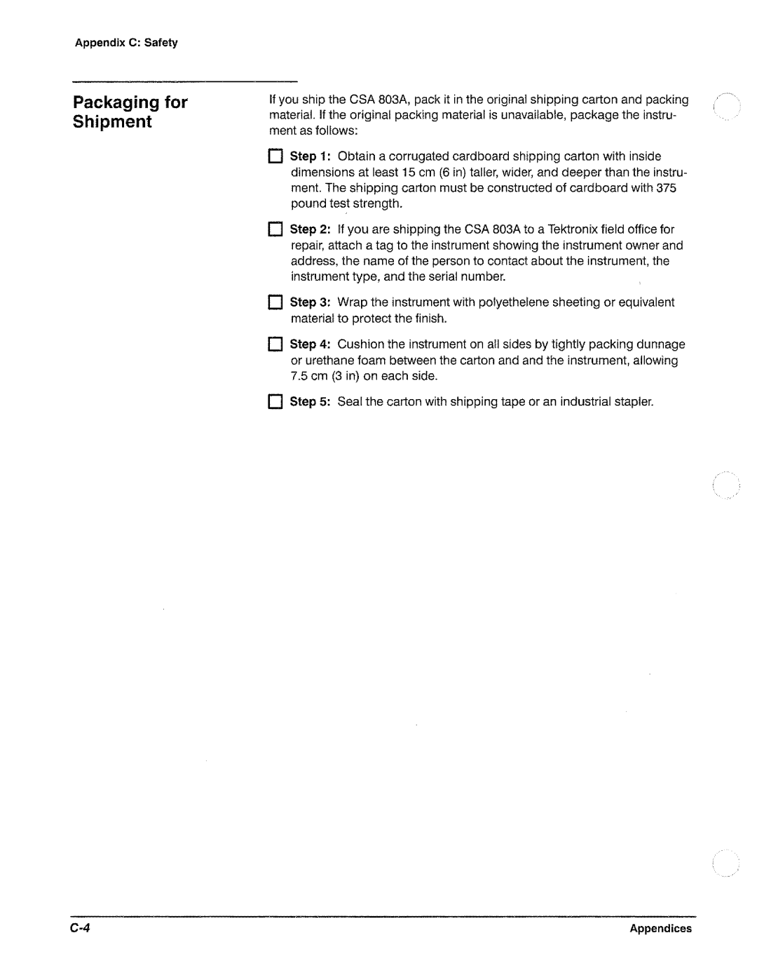 Tektronix CSA 803A manual 