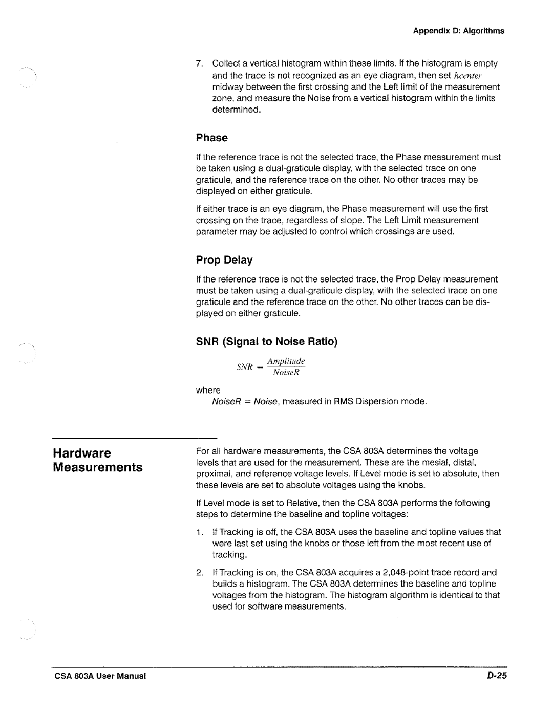 Tektronix CSA 803A manual 