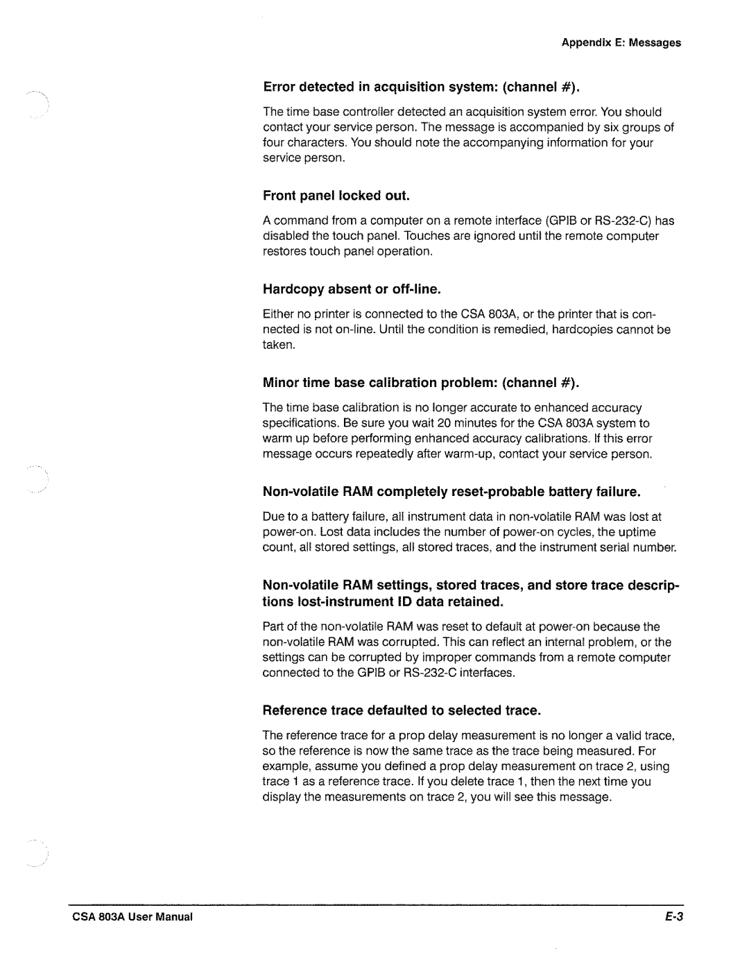 Tektronix CSA 803A manual 