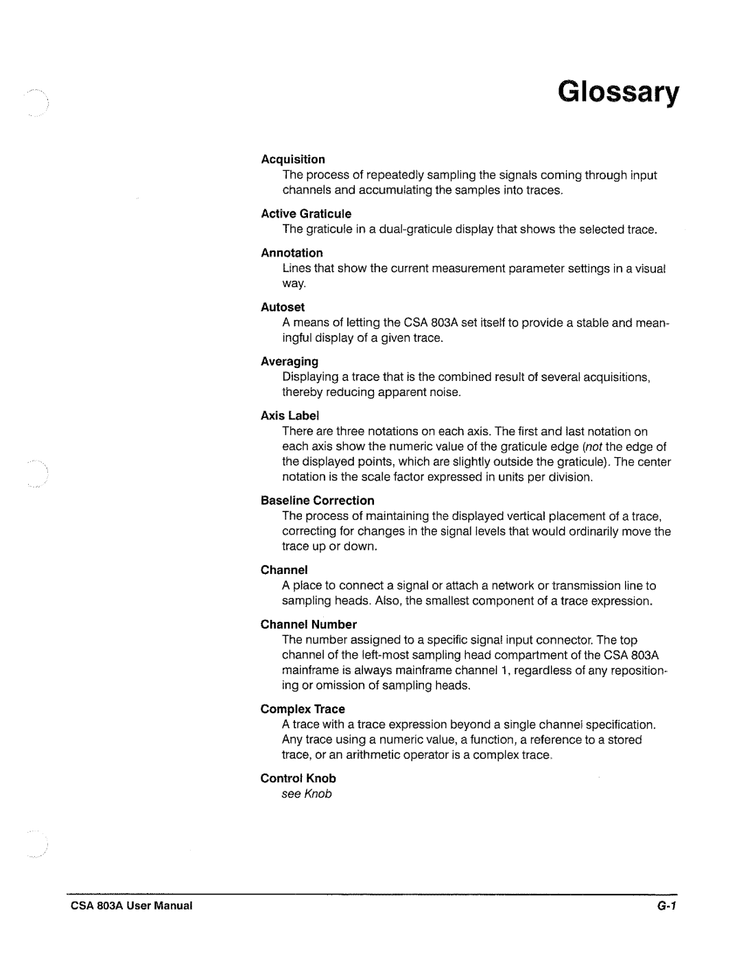 Tektronix CSA 803A manual 