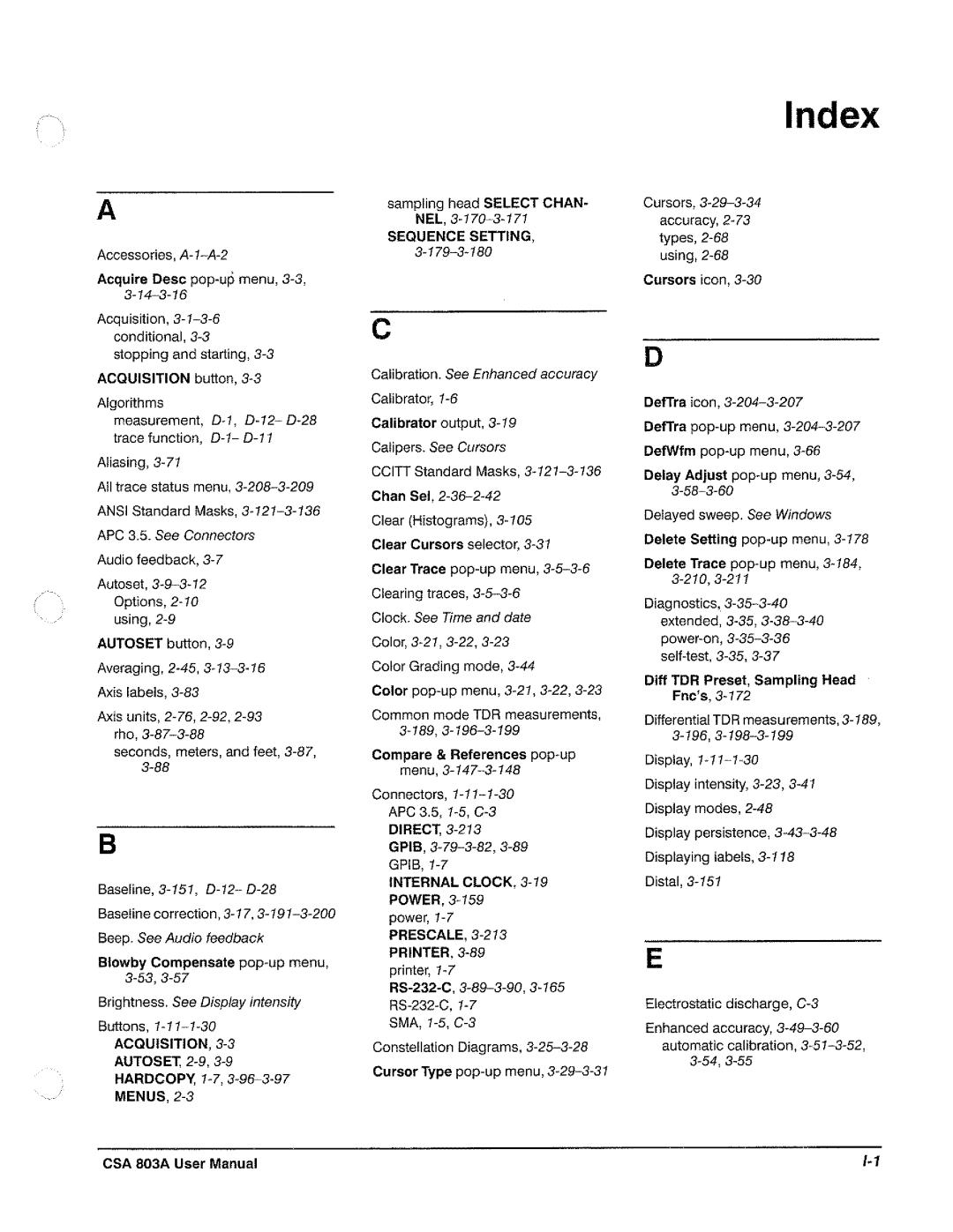 Tektronix CSA 803A manual 