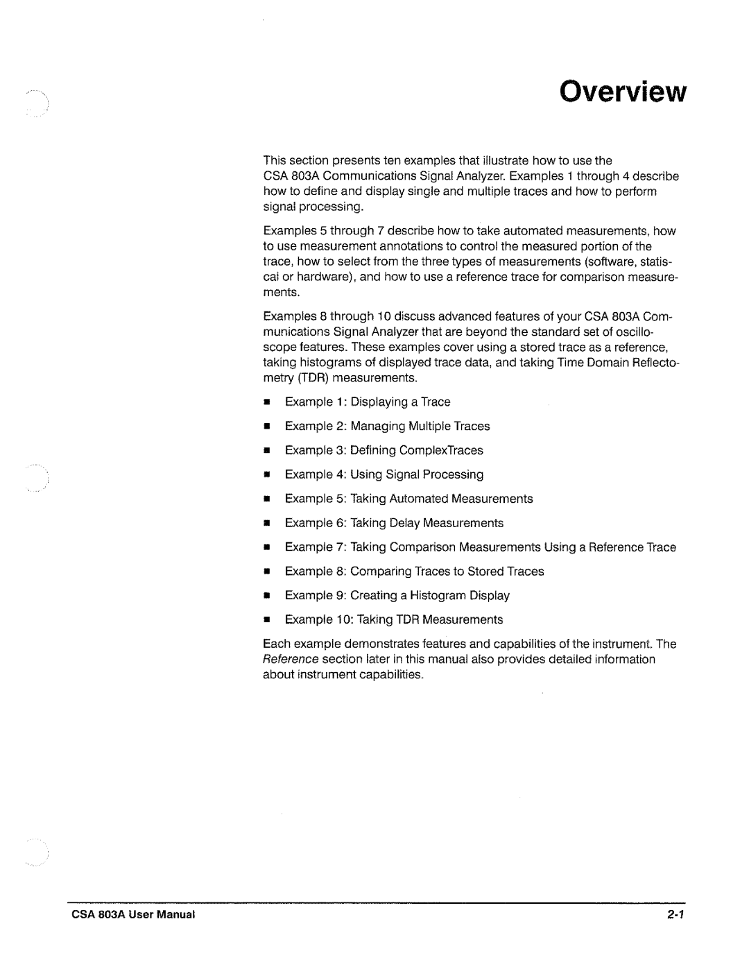 Tektronix CSA 803A manual 