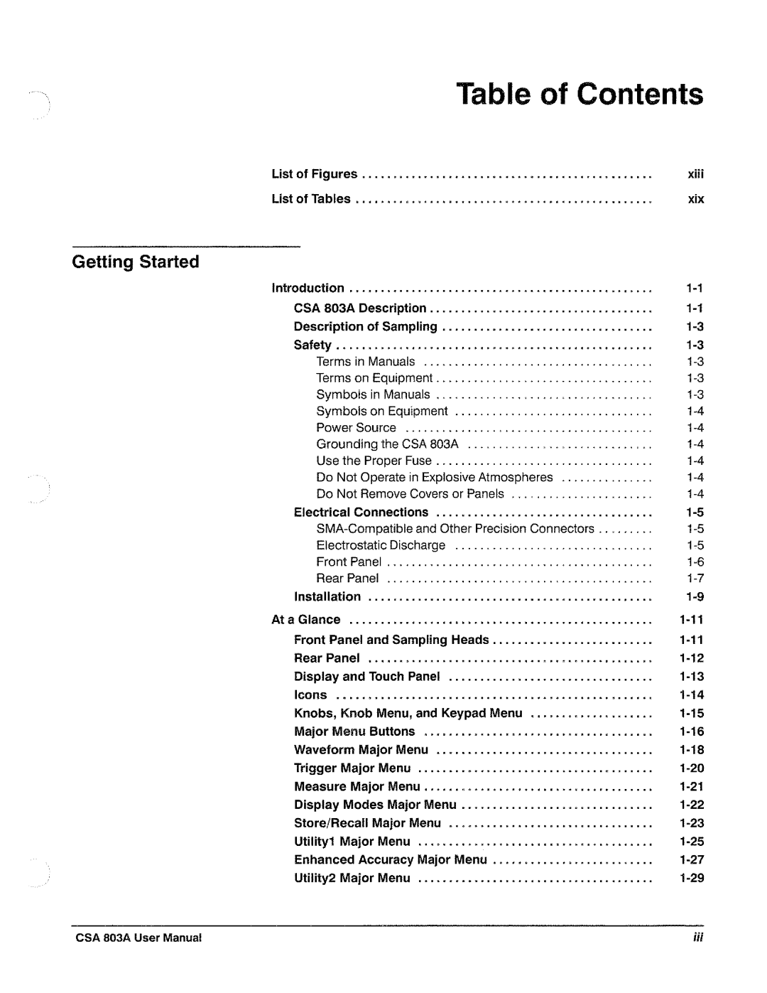 Tektronix CSA 803A manual 