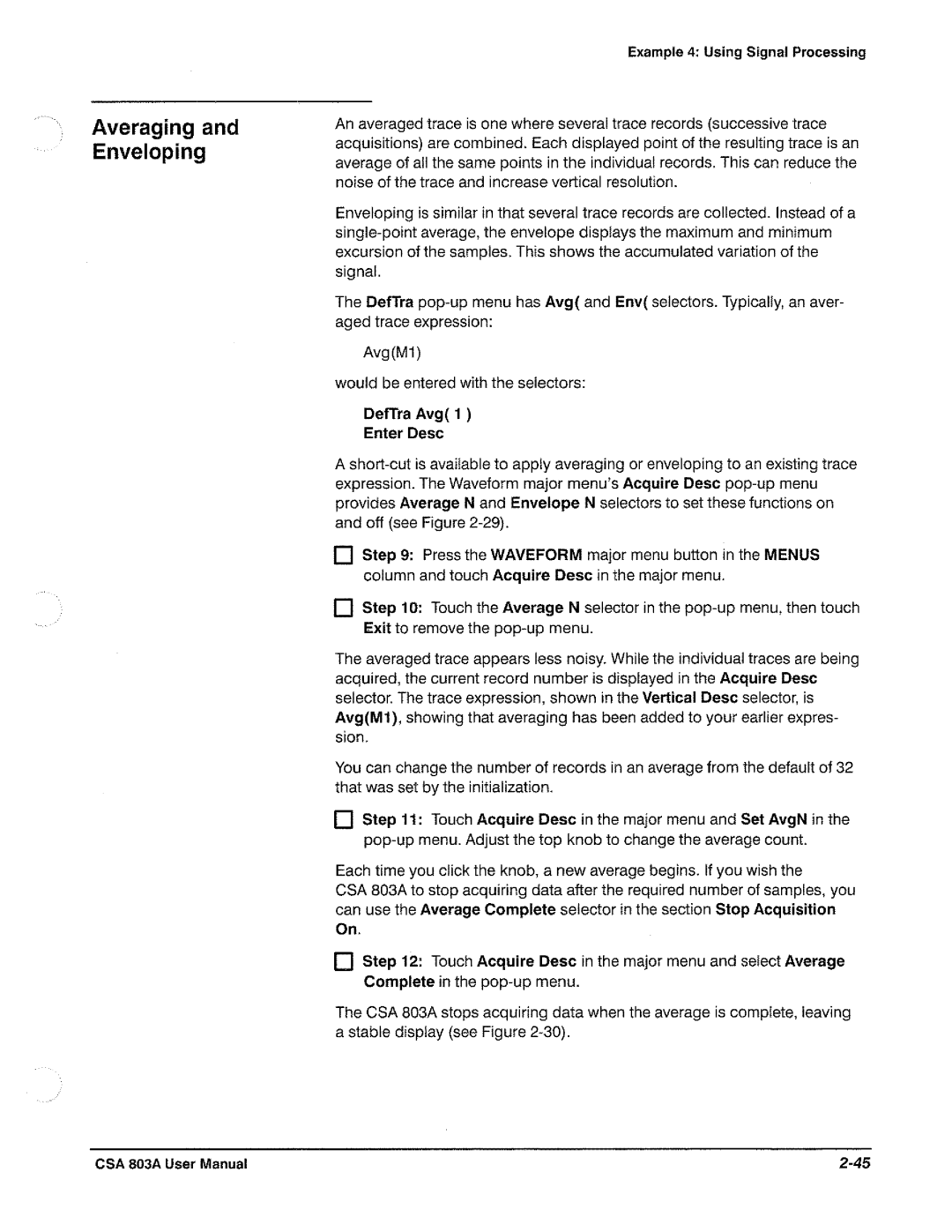 Tektronix CSA 803A manual 