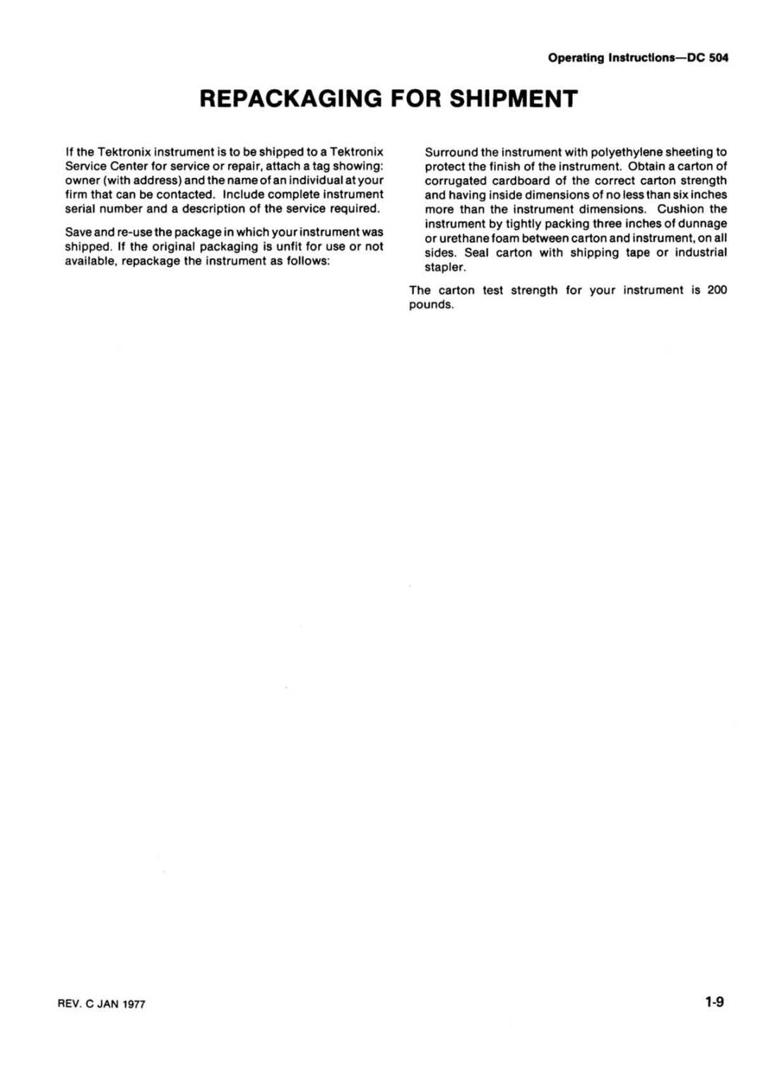 Tektronix DC 504 manual 