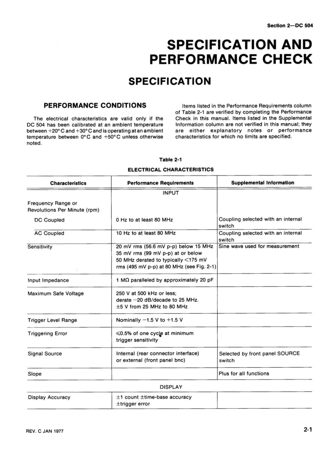 Tektronix DC 504 manual 