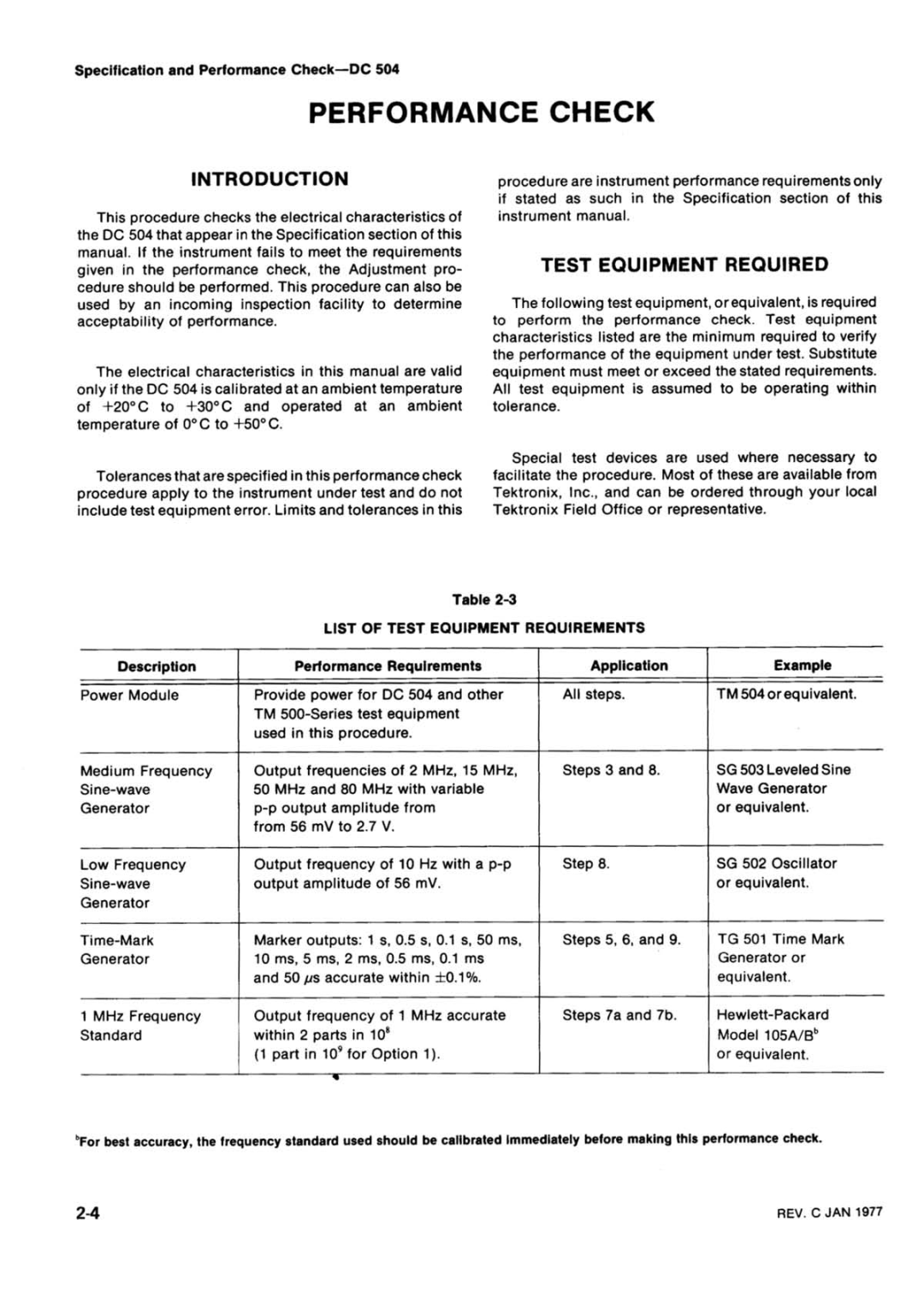 Tektronix DC 504 manual 