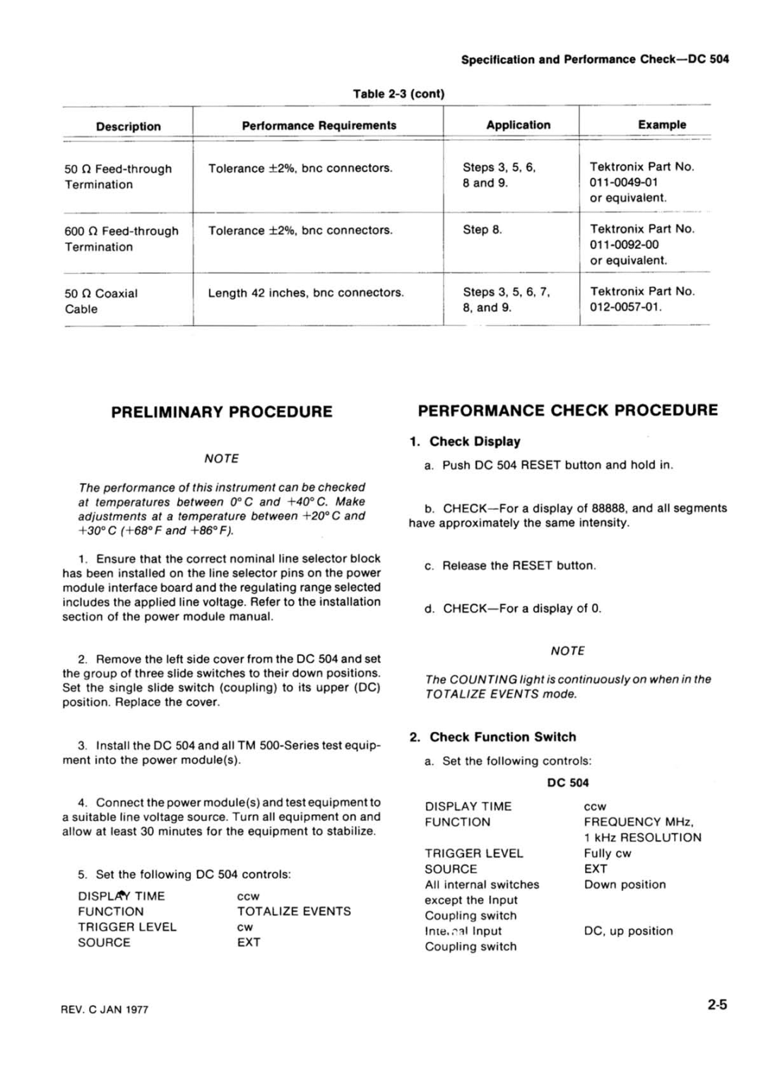 Tektronix DC 504 manual 