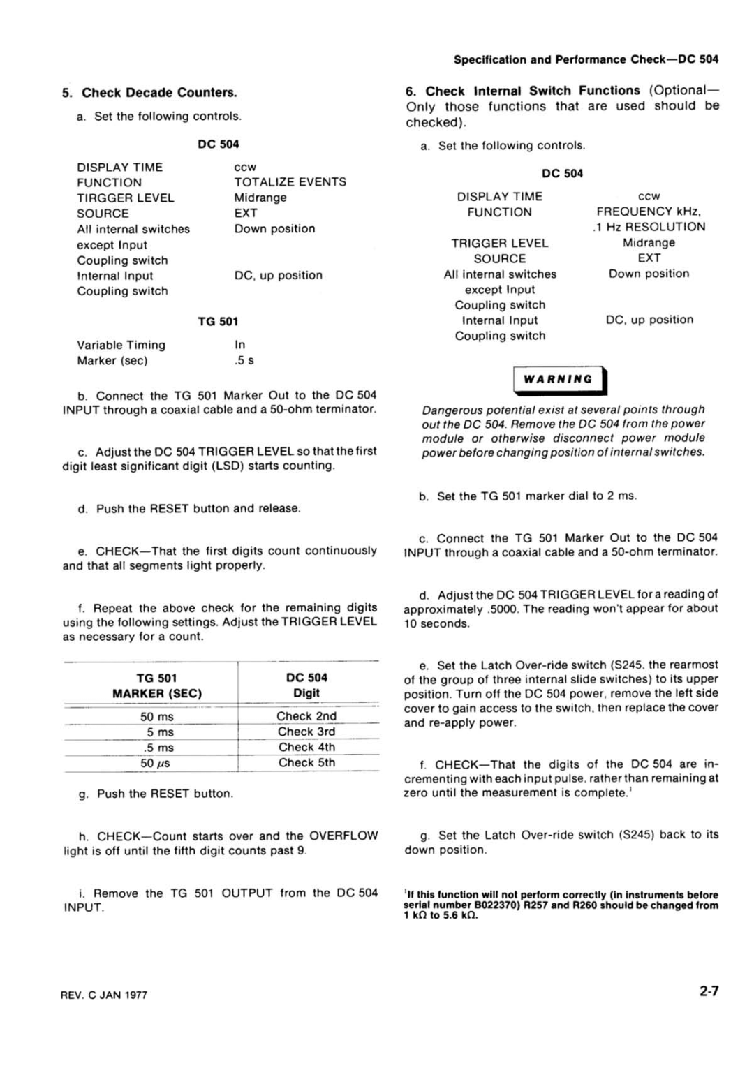 Tektronix DC 504 manual 