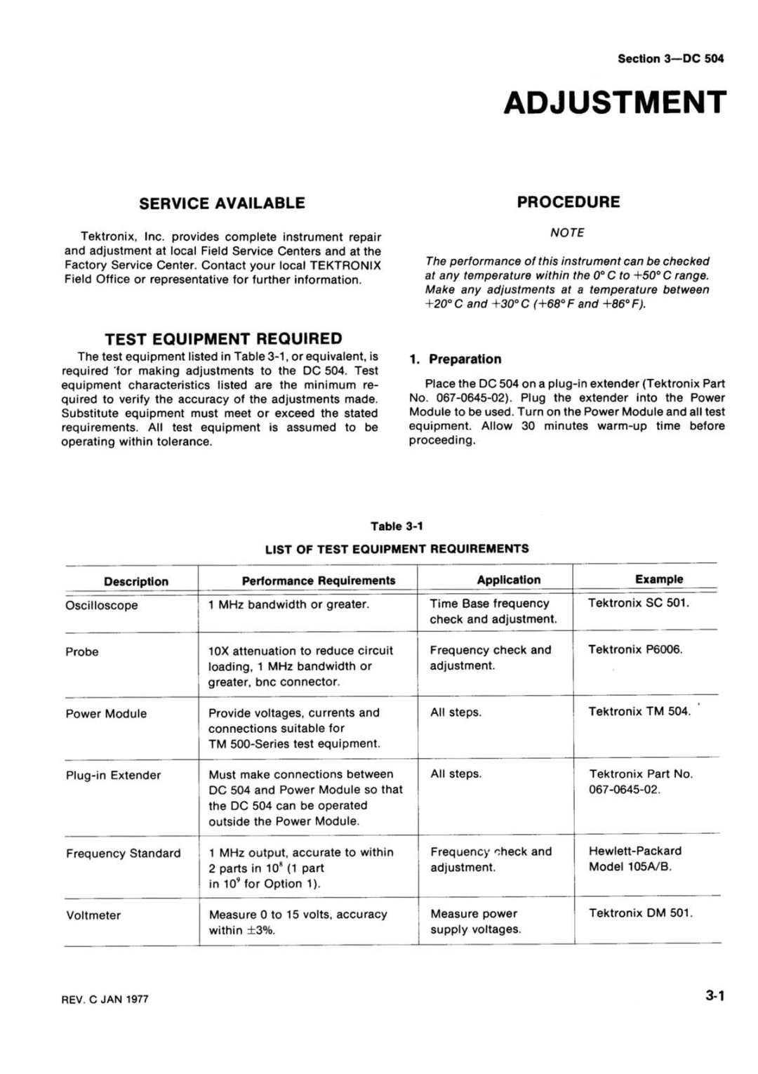 Tektronix DC 504 manual 