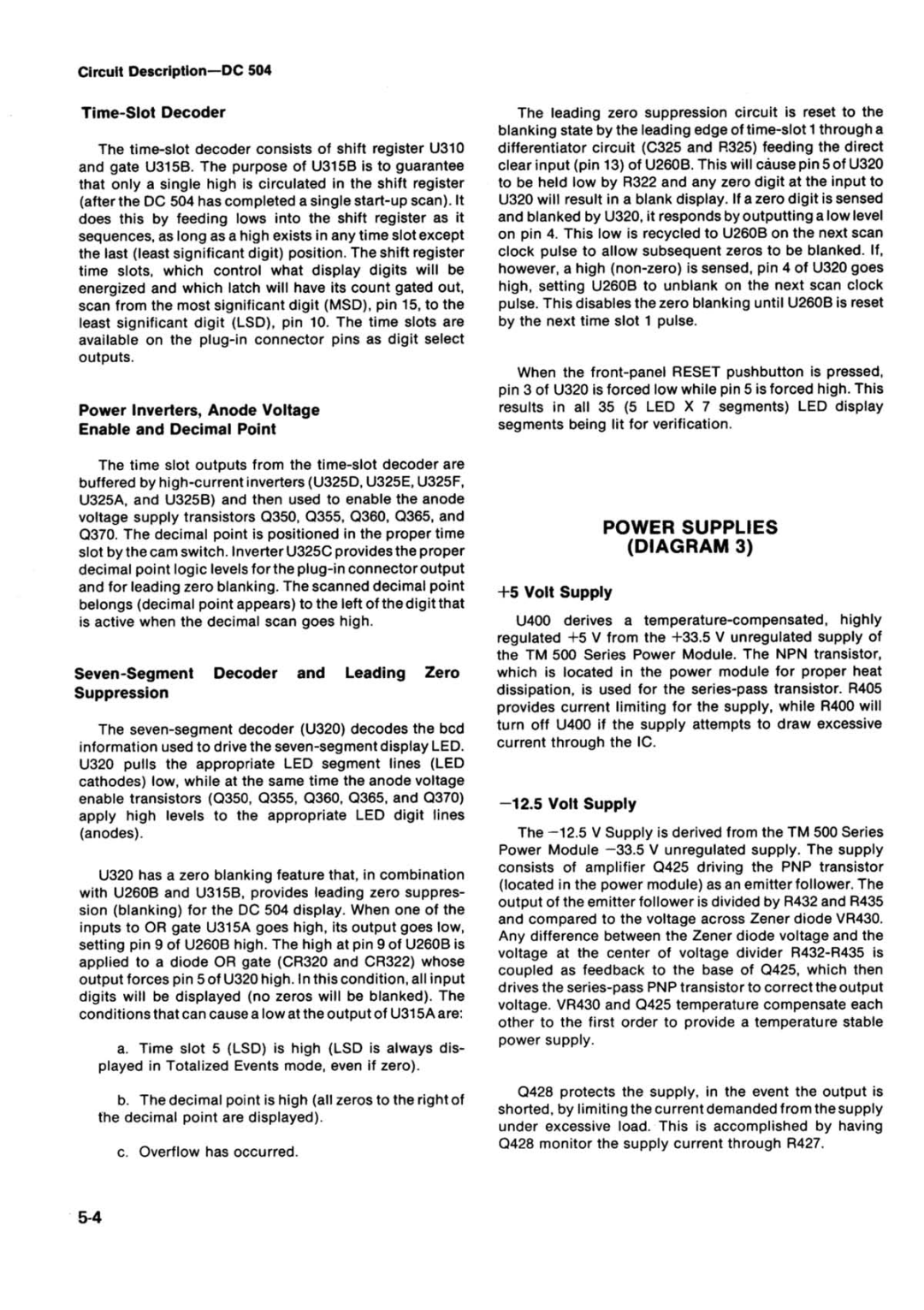 Tektronix DC 504 manual 