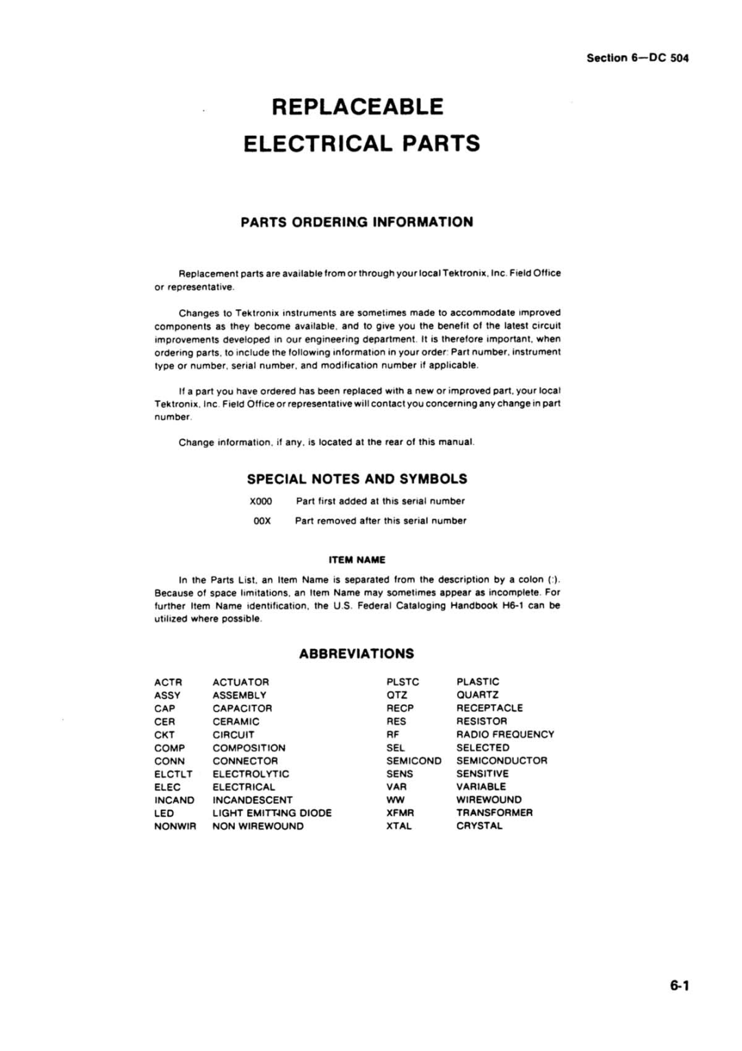 Tektronix DC 504 manual 