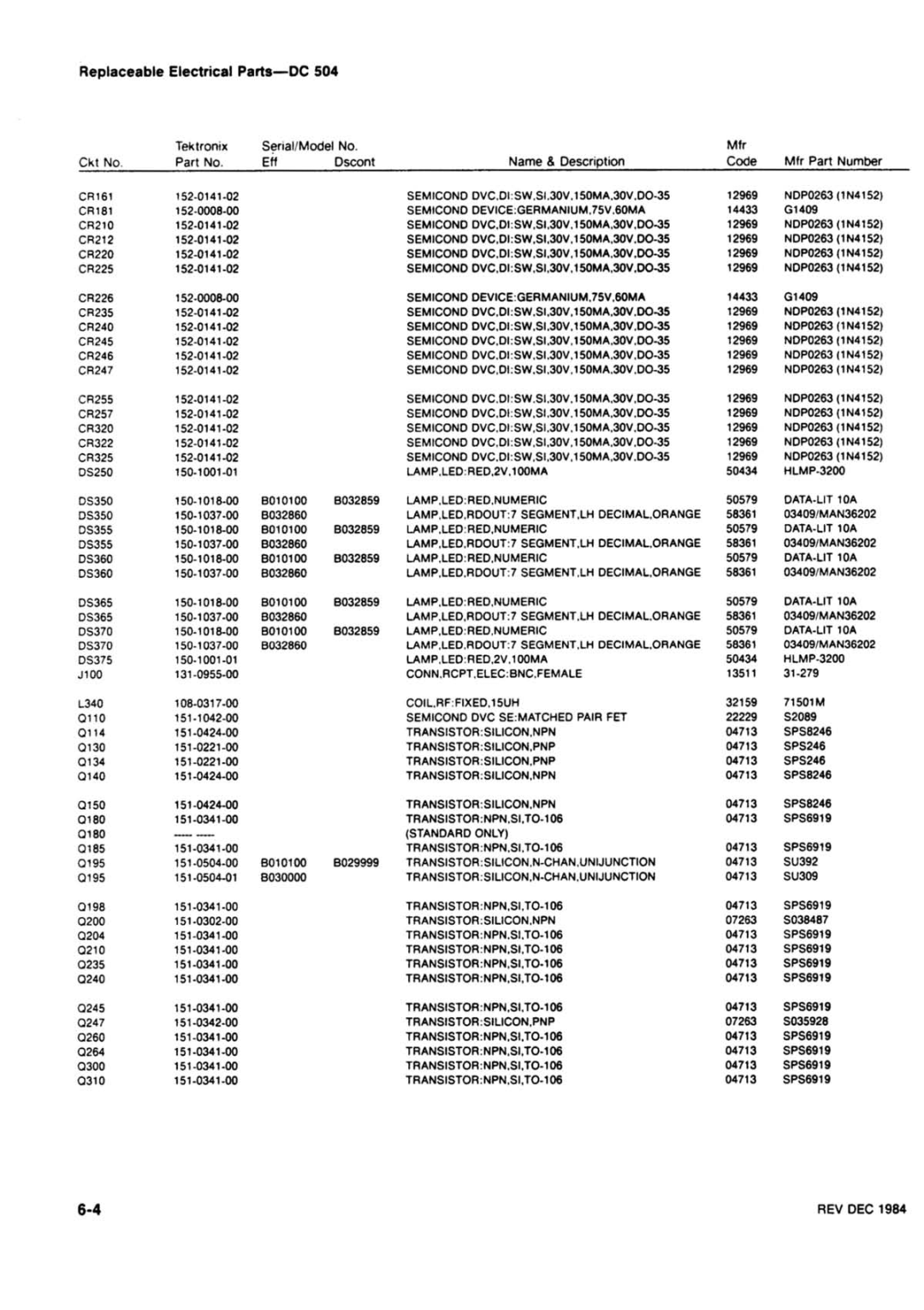 Tektronix DC 504 manual 