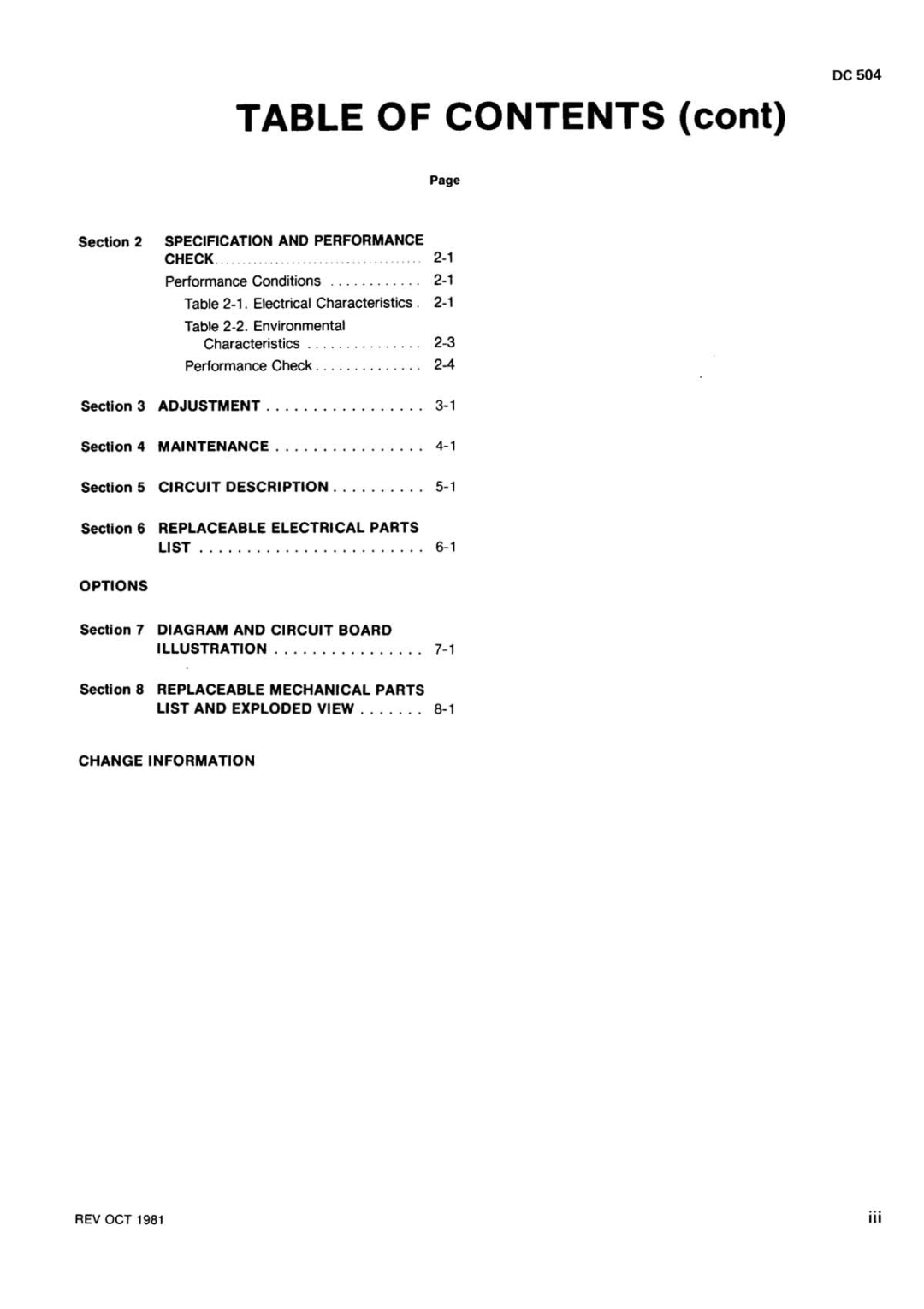 Tektronix DC 504 manual 