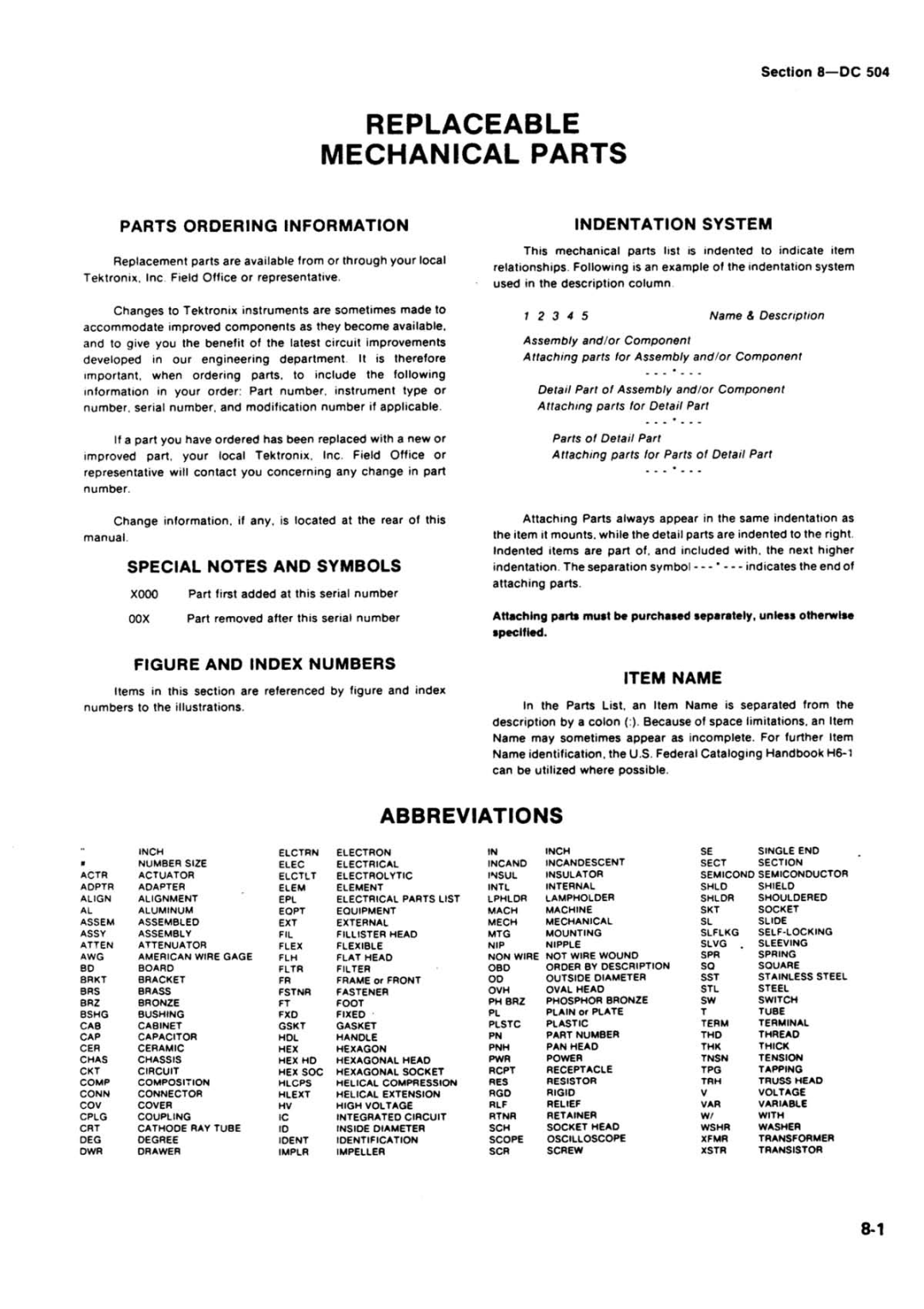 Tektronix DC 504 manual 