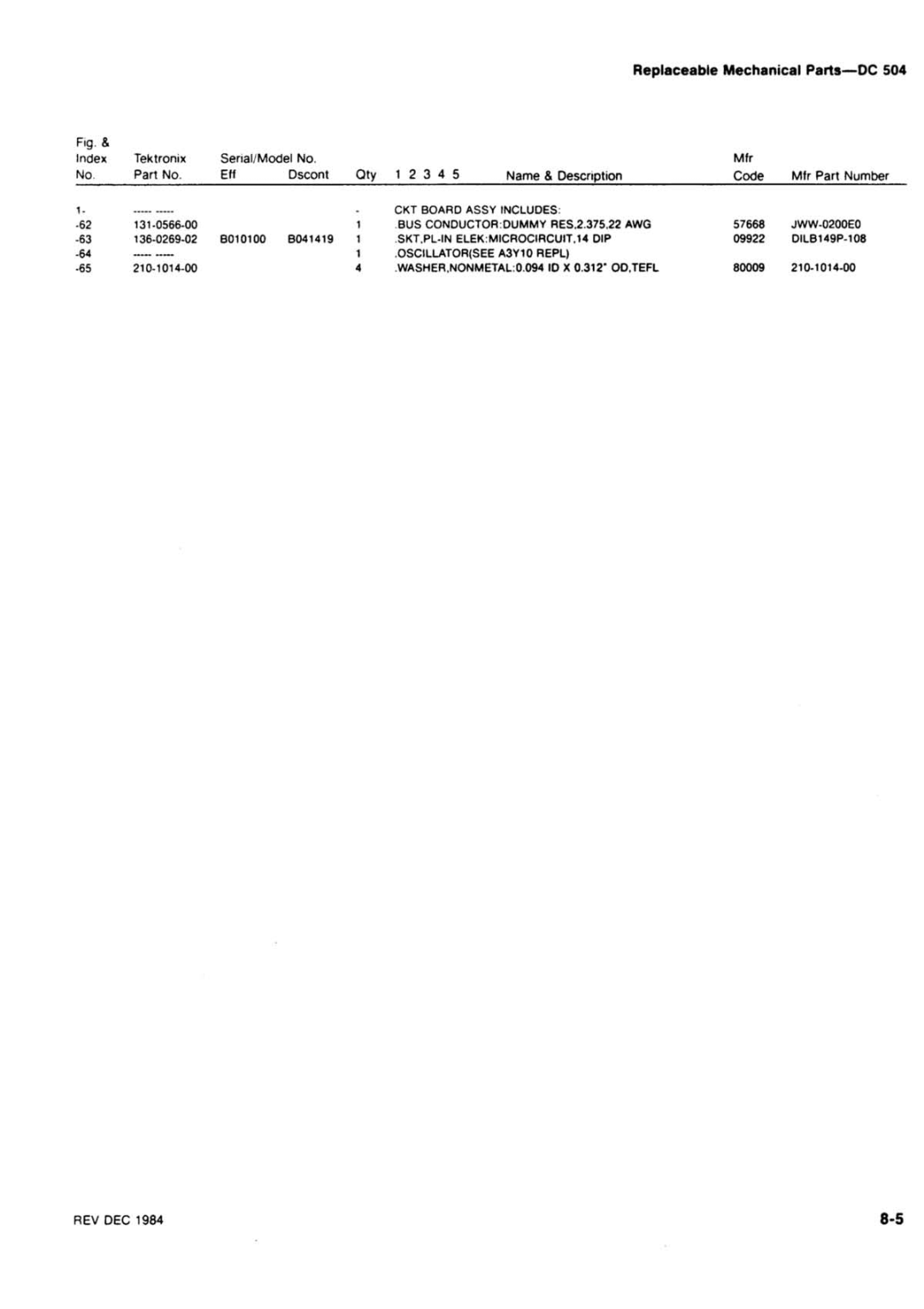 Tektronix DC 504 manual 