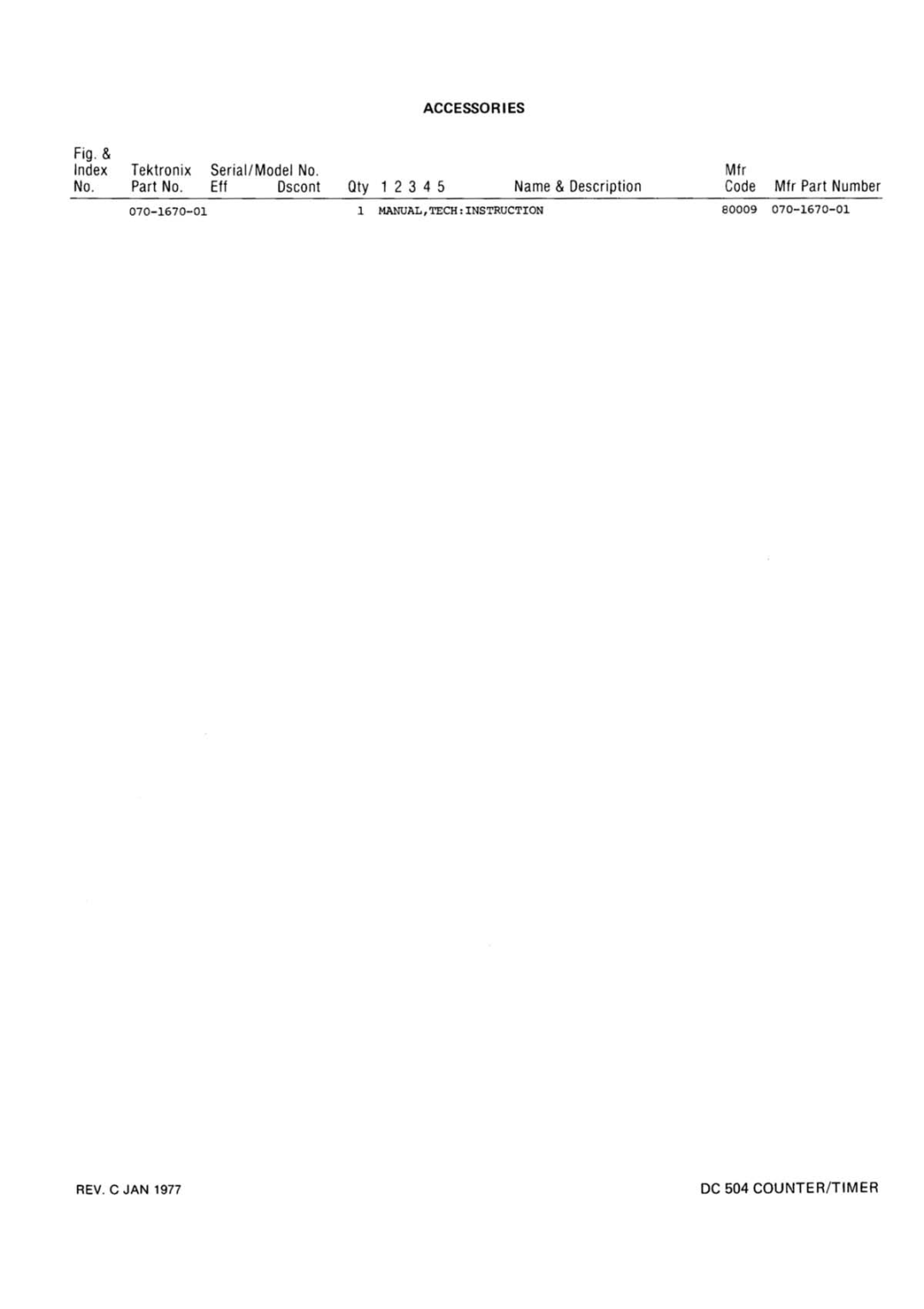 Tektronix DC 504 manual 