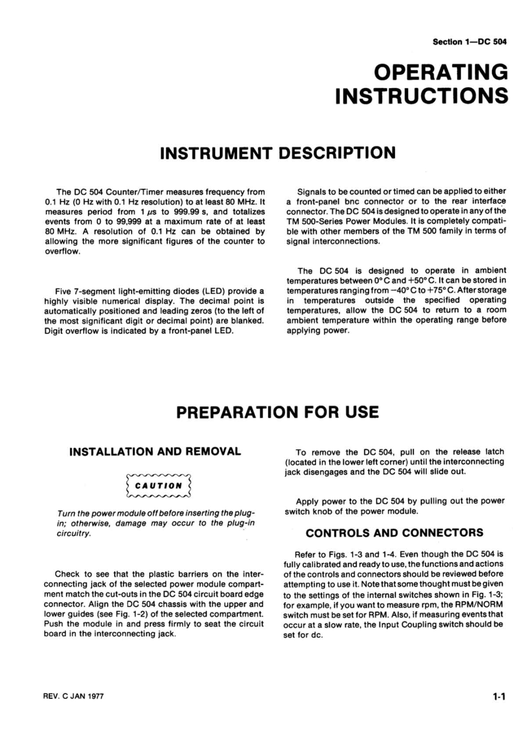 Tektronix DC 504 manual 