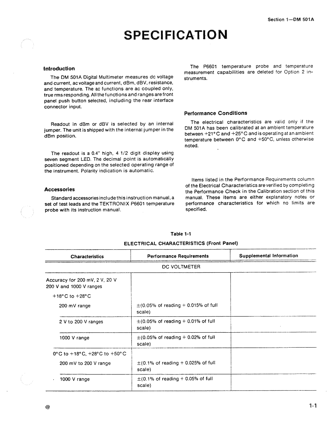 Tektronix DM 501A manual 