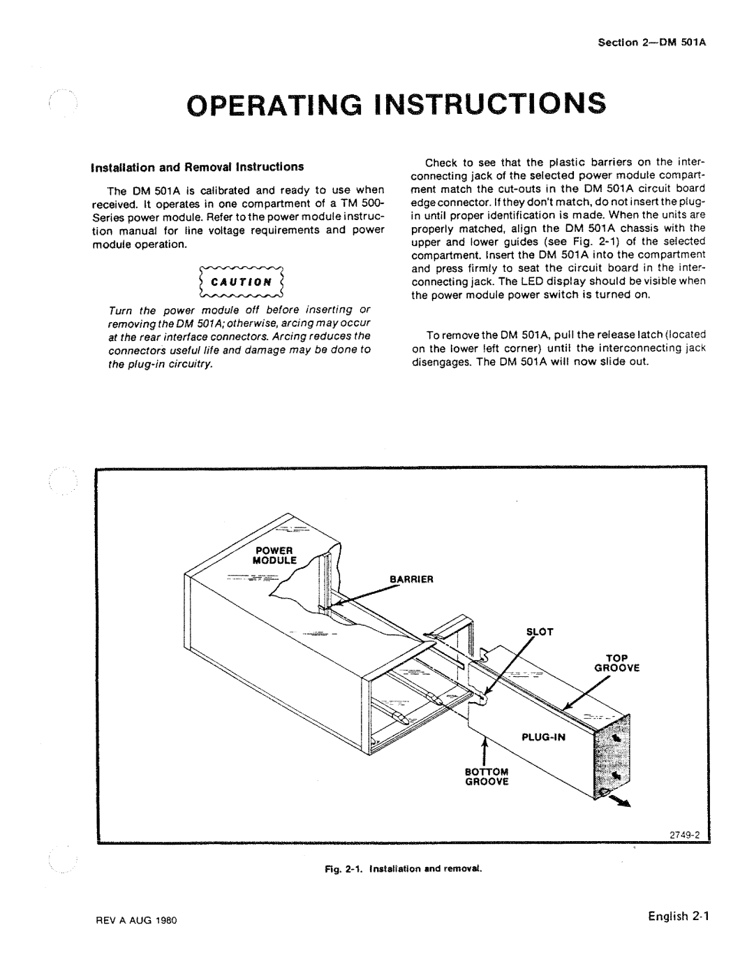 Tektronix DM 501A manual 