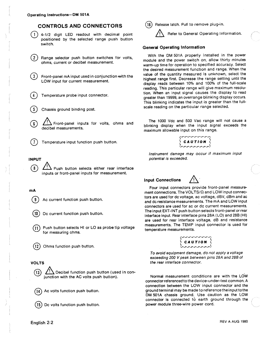 Tektronix DM 501A manual 