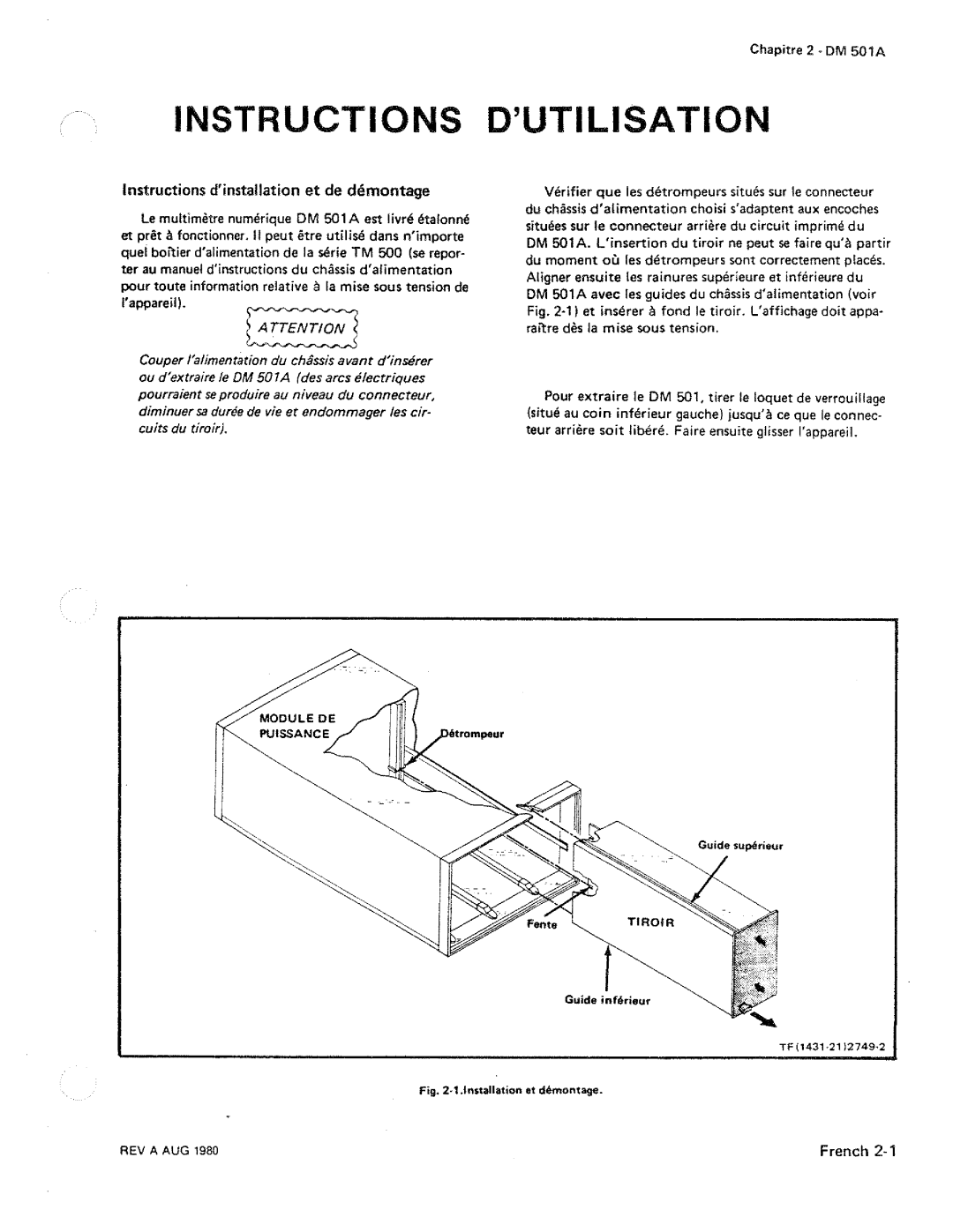 Tektronix DM 501A manual 