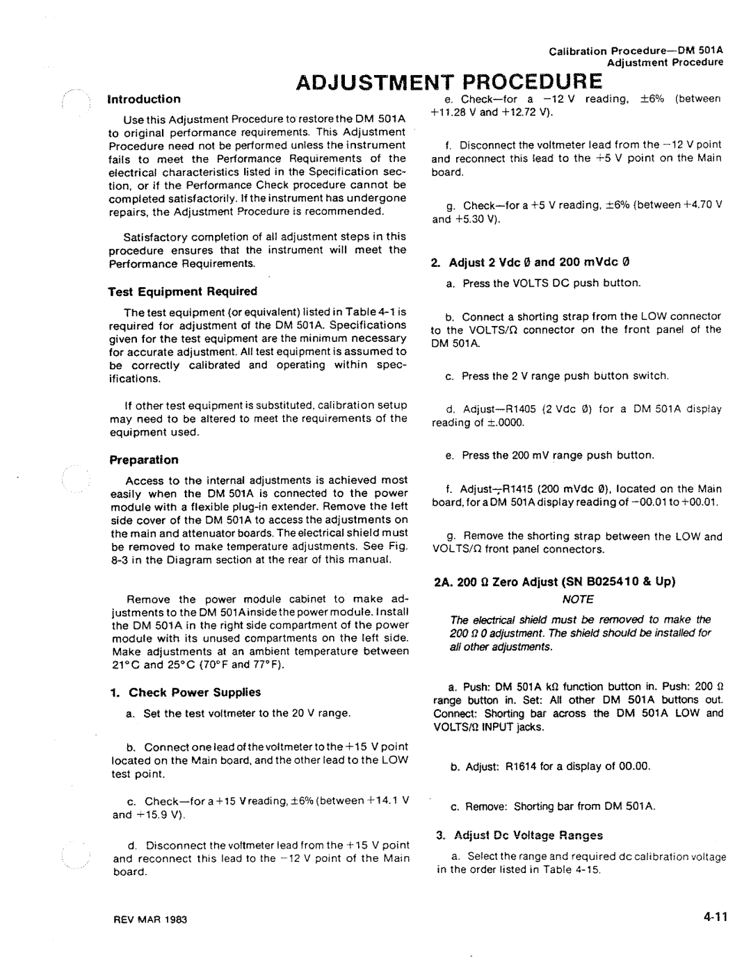 Tektronix DM 501A manual 