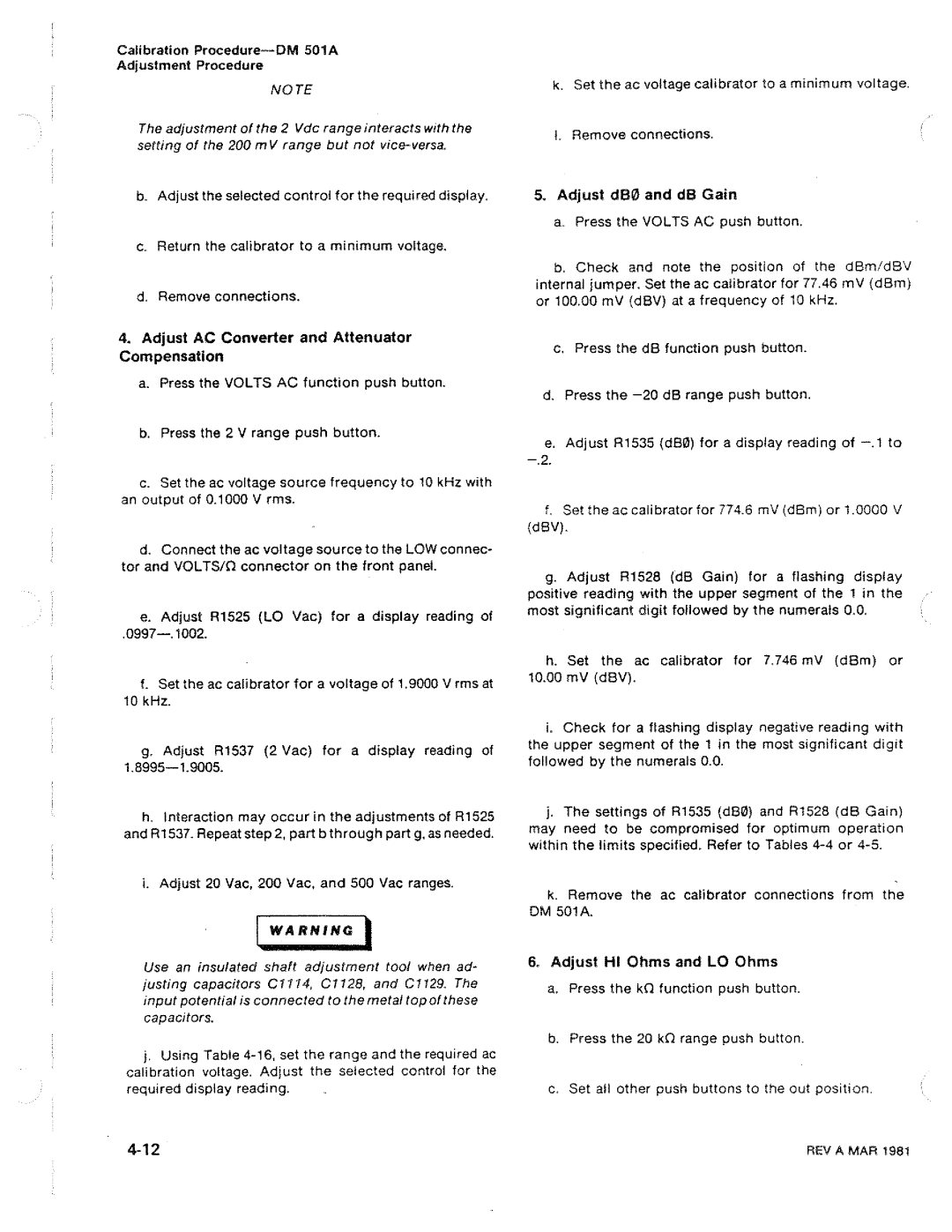 Tektronix DM 501A manual 