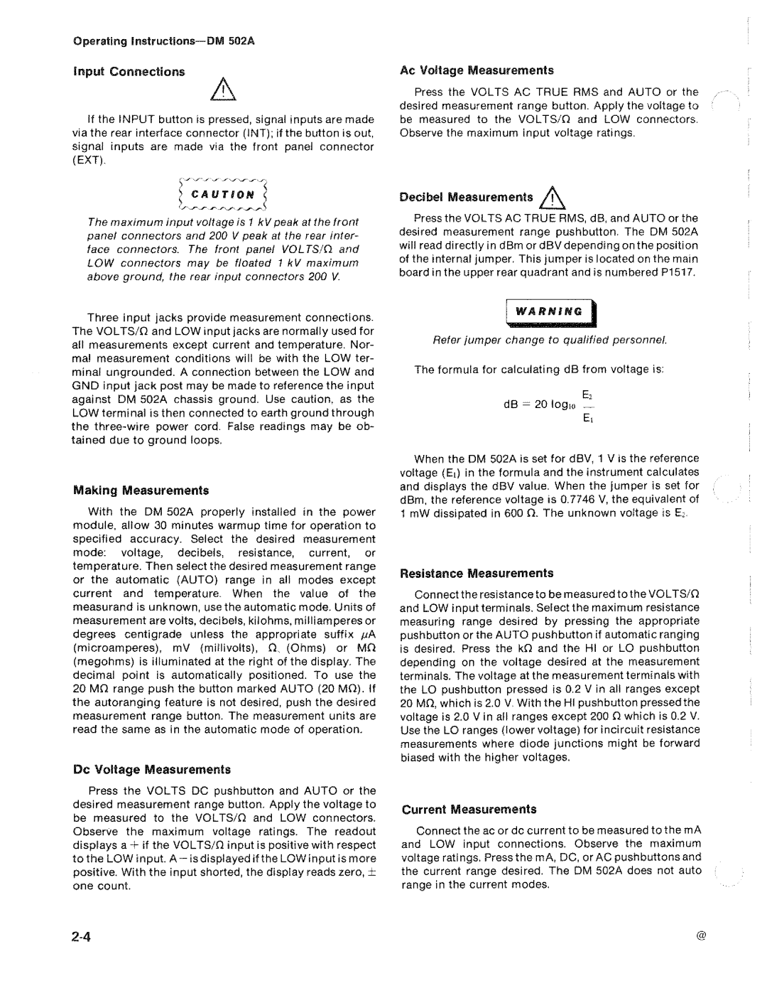 Tektronix DM 502A manual 