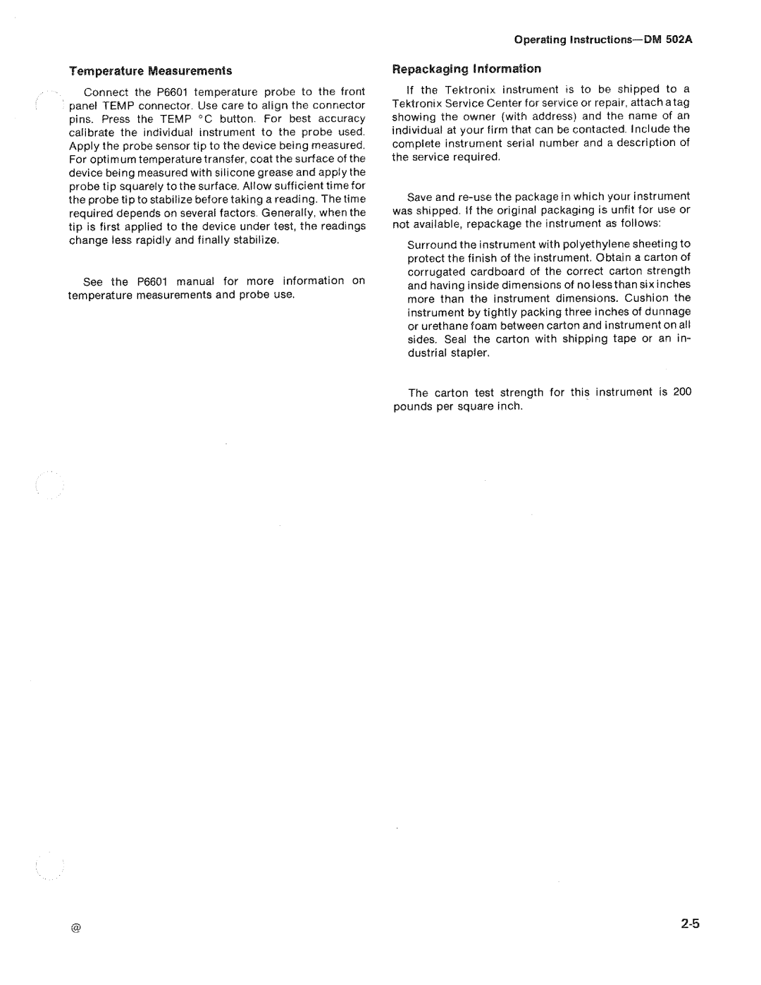 Tektronix DM 502A manual 