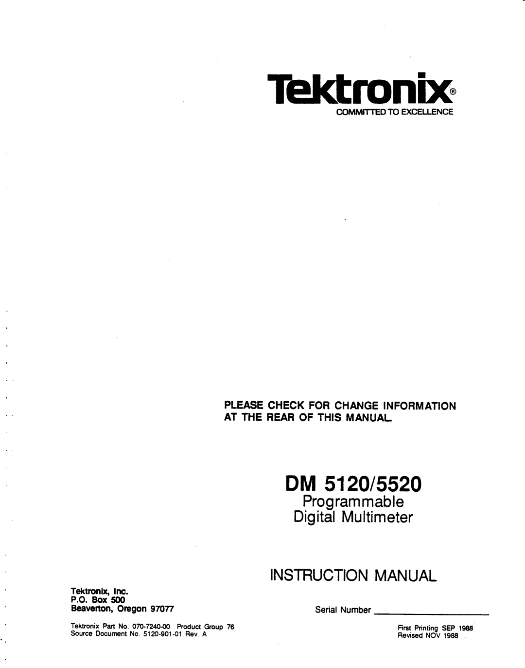 Tektronix DM 5520, DM 5120 manual 