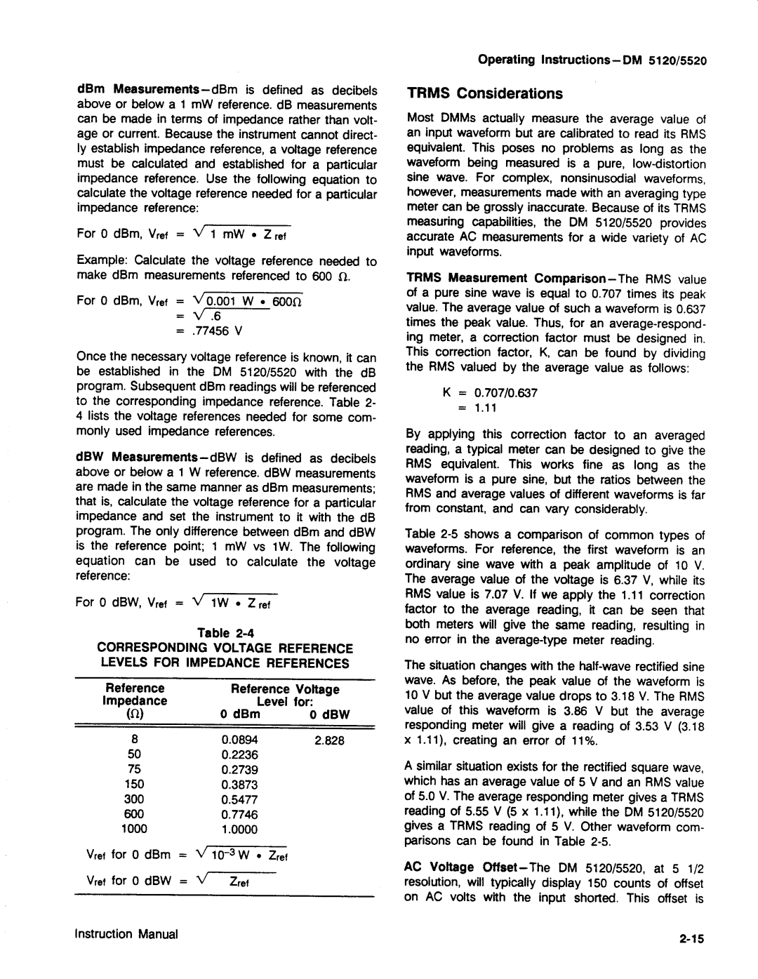 Tektronix DM 5120, DM 5520 manual 