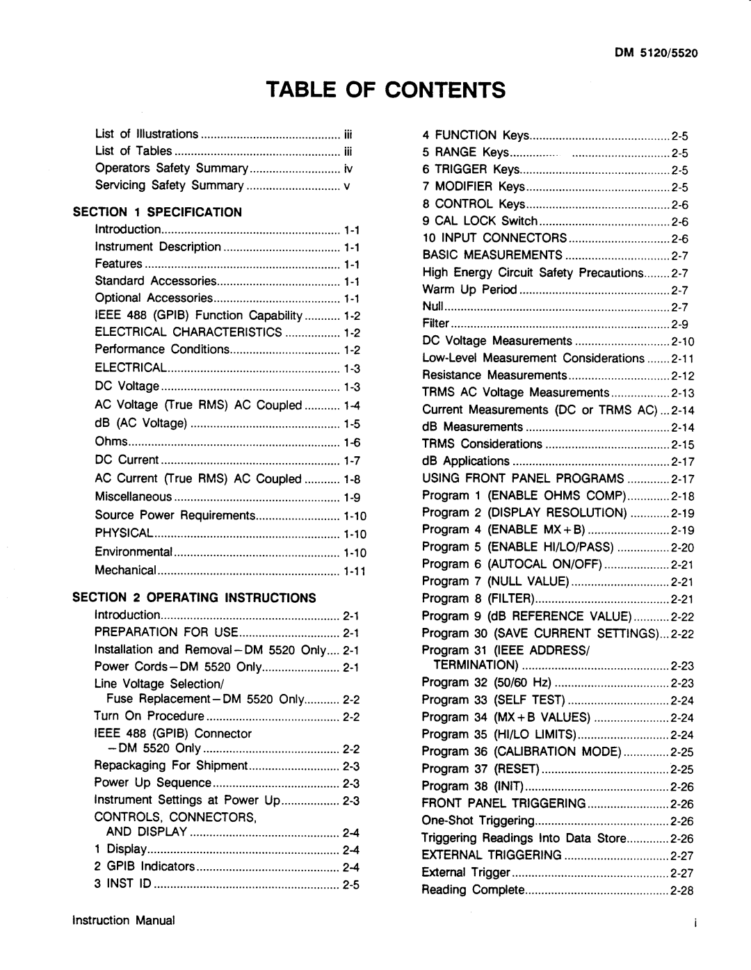 Tektronix DM 5520, DM 5120 manual 