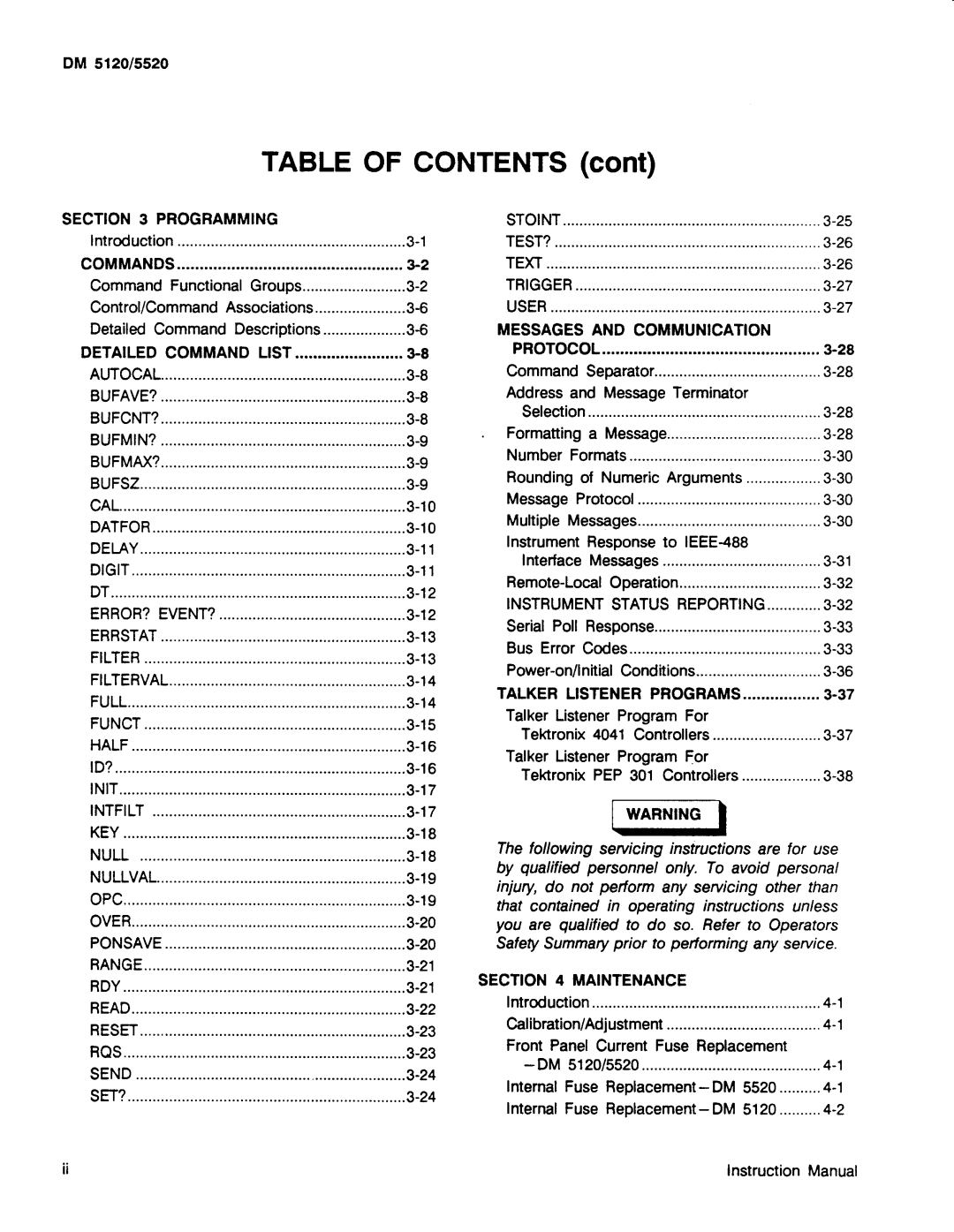 Tektronix DM 5120, DM 5520 manual 