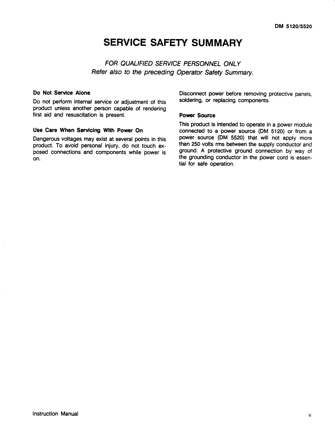 Tektronix DM 5520, DM 5120 manual 